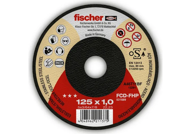 Fischer FCD-FHP 125x1,0 disco da taglio inox 1 pz sottile