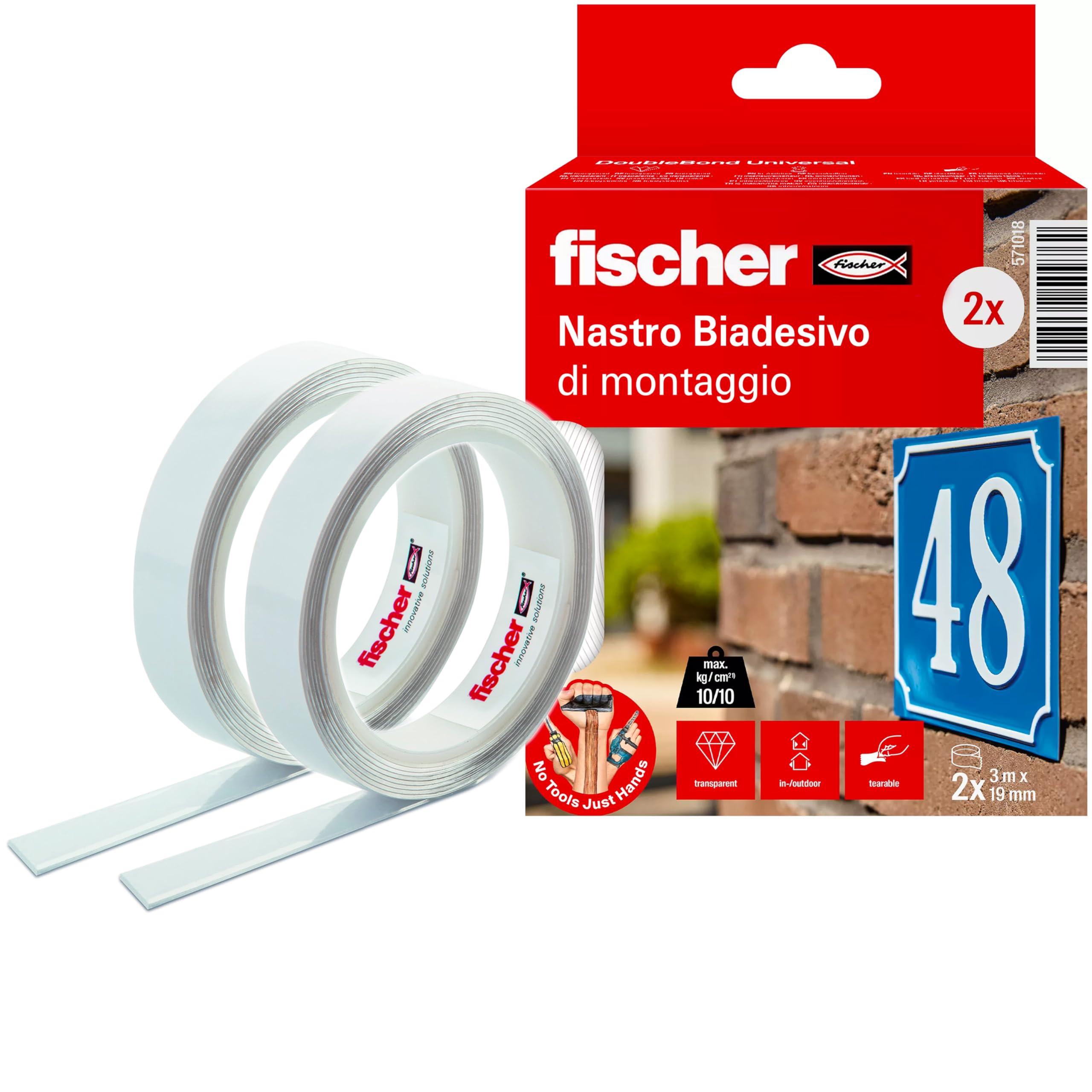 Fischer Doublebond strisce biadesive 22x36 mm 40 pz