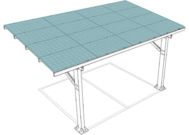 Solar MG Pensi-Smile Cantilever pensilina 2 posti 16 pannelli ferro