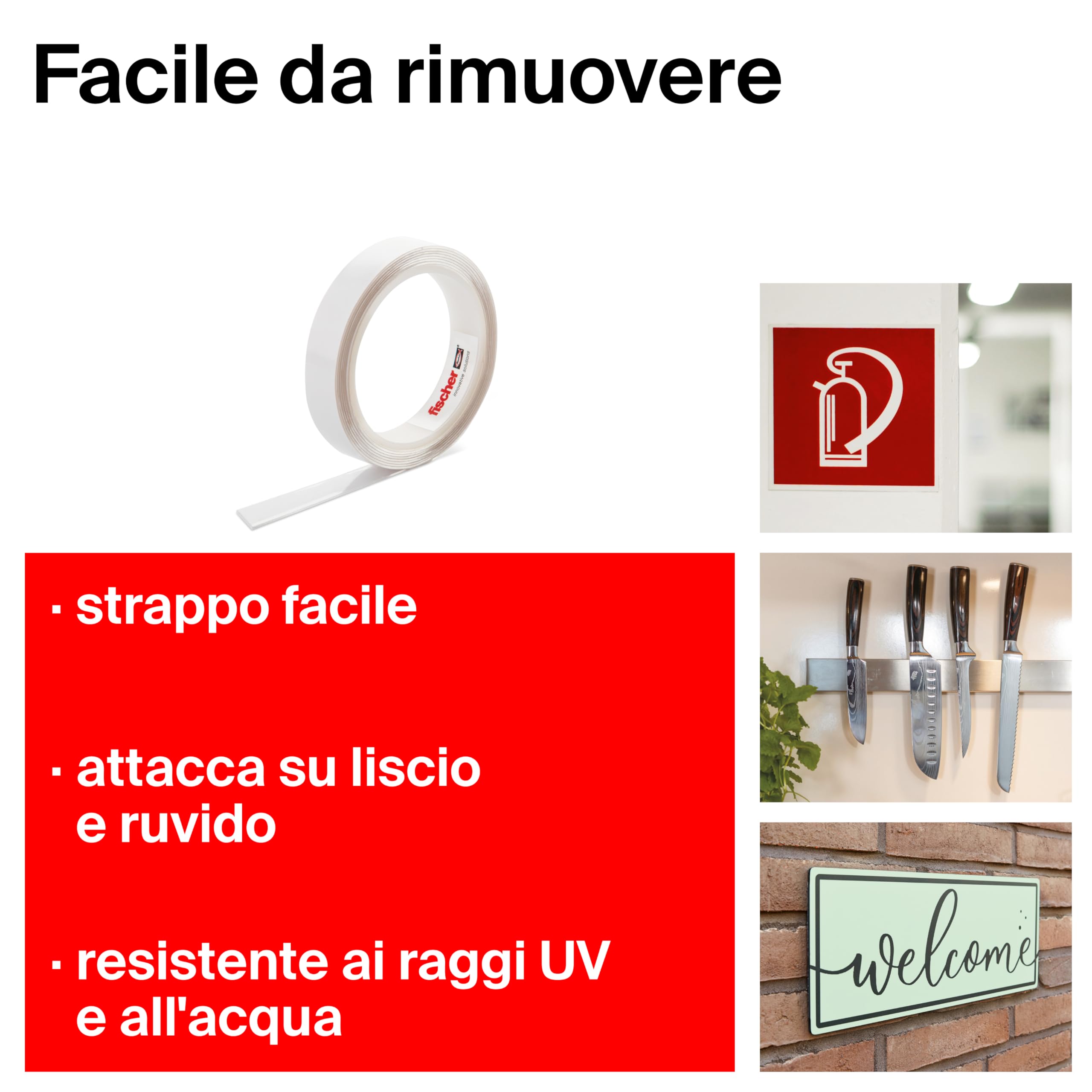 Fischer nastro biadesivo montaggio extra forte 3m