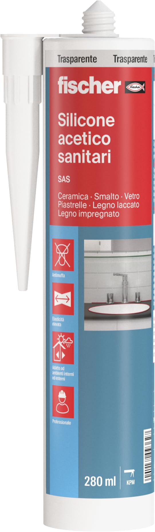 Fischer SAS 9362 silicone antimuffa trasparente 280 ml bagno