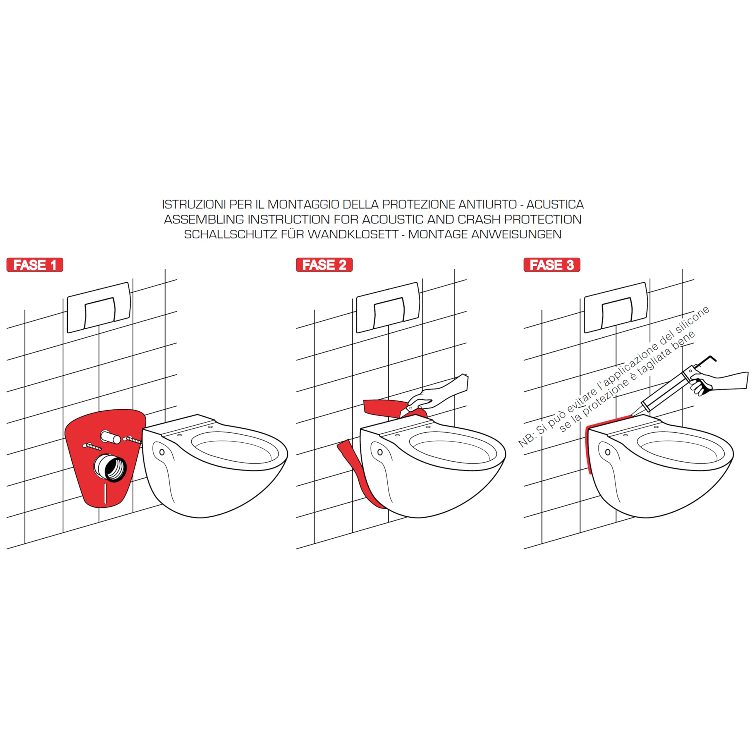 Fischer 4824 Membrana Antirumore WC Bidet Sospesi 5 mm