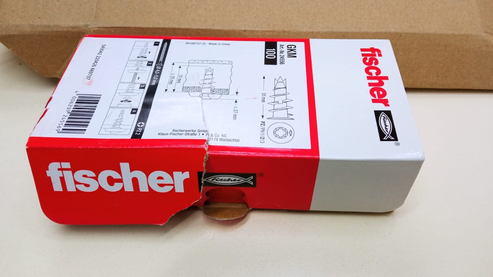 Fischer GKM Tassello Cartongesso Metallo 100 Pz Senza Viti Autofilettante