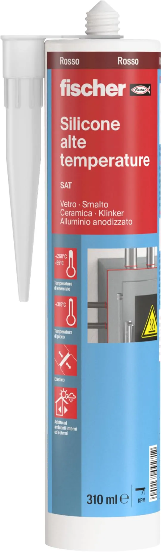 Fischer SAT silicone alte temperature rosso 280 ml