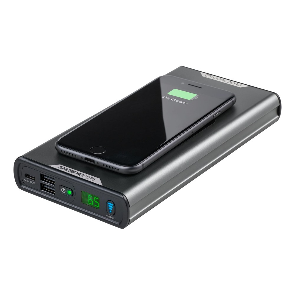 GoalZero Sherpa 100PD power bank kit con caricatore 65W USB-C