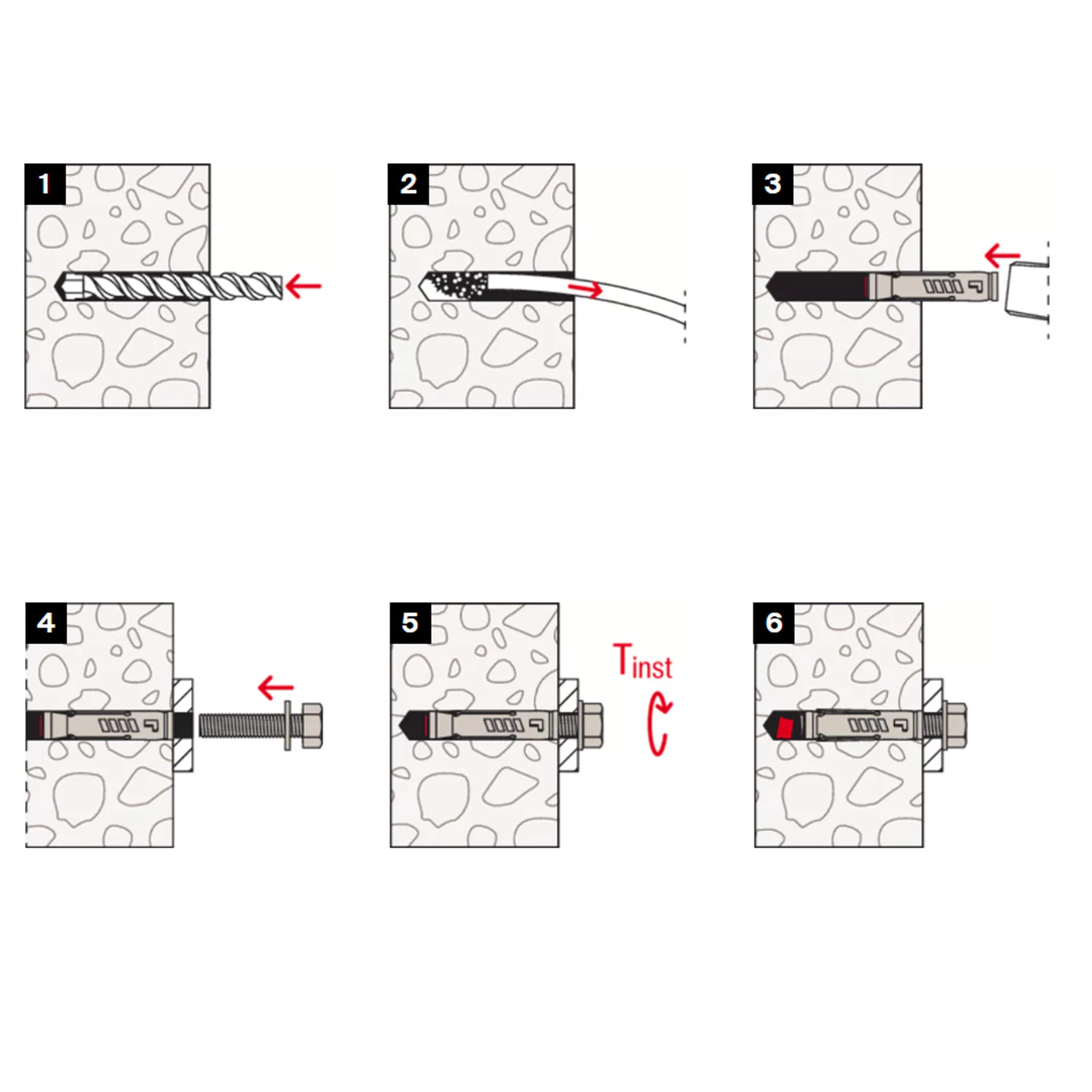Fischer TA M6 Tasselli Acciaio con Vite 8 Pz Cemento