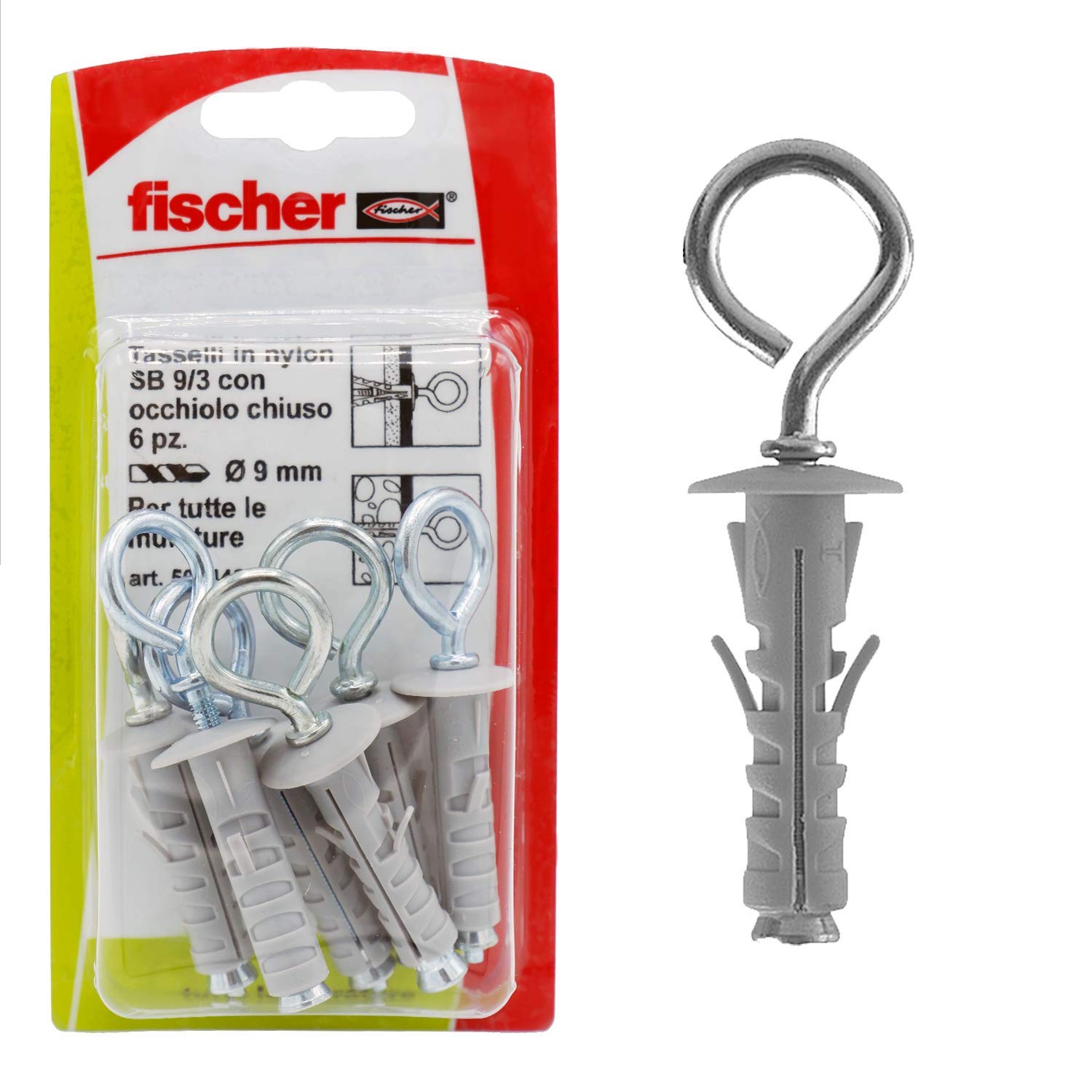 Fischer SB 9 tasselli occhiolo chiuso 20 pezzi cemento