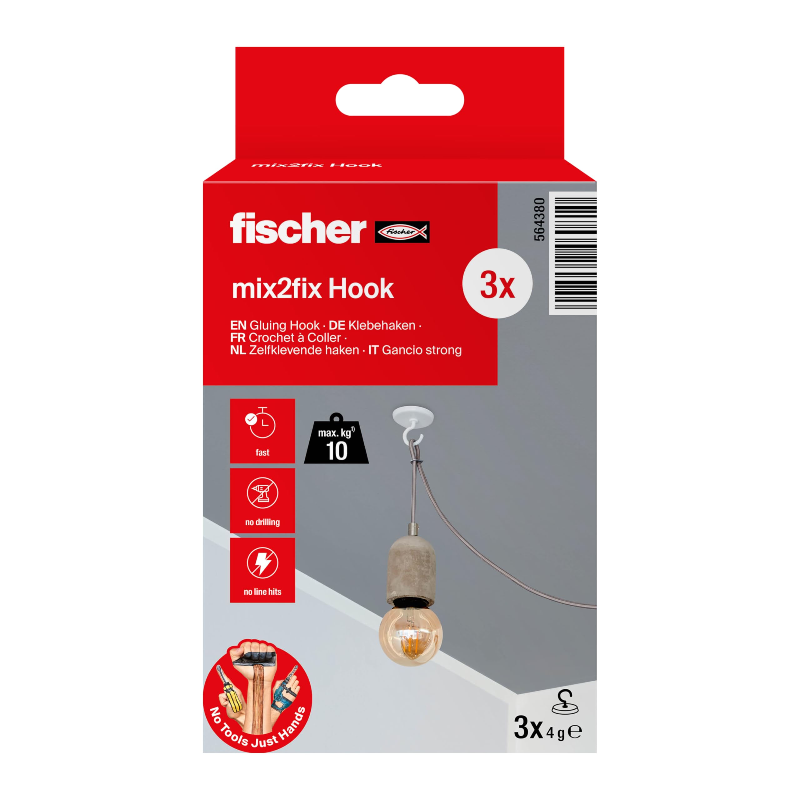 Fischer Strong ganci adesivi bianchi 3 pz 10 kg
