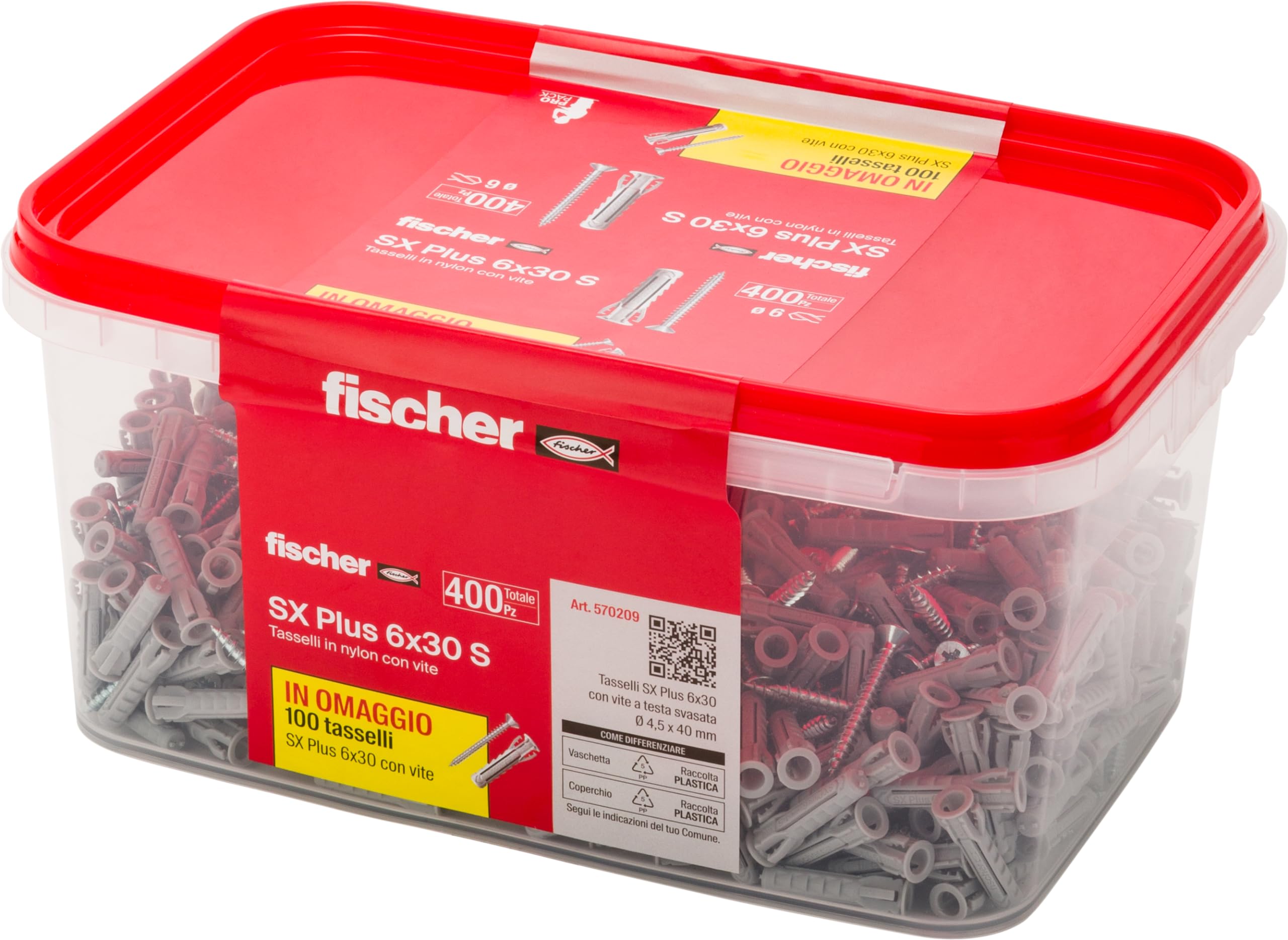 Fischer SX Plus 6x30 Tasselli con Viti 800 Pz calcestruzzo
