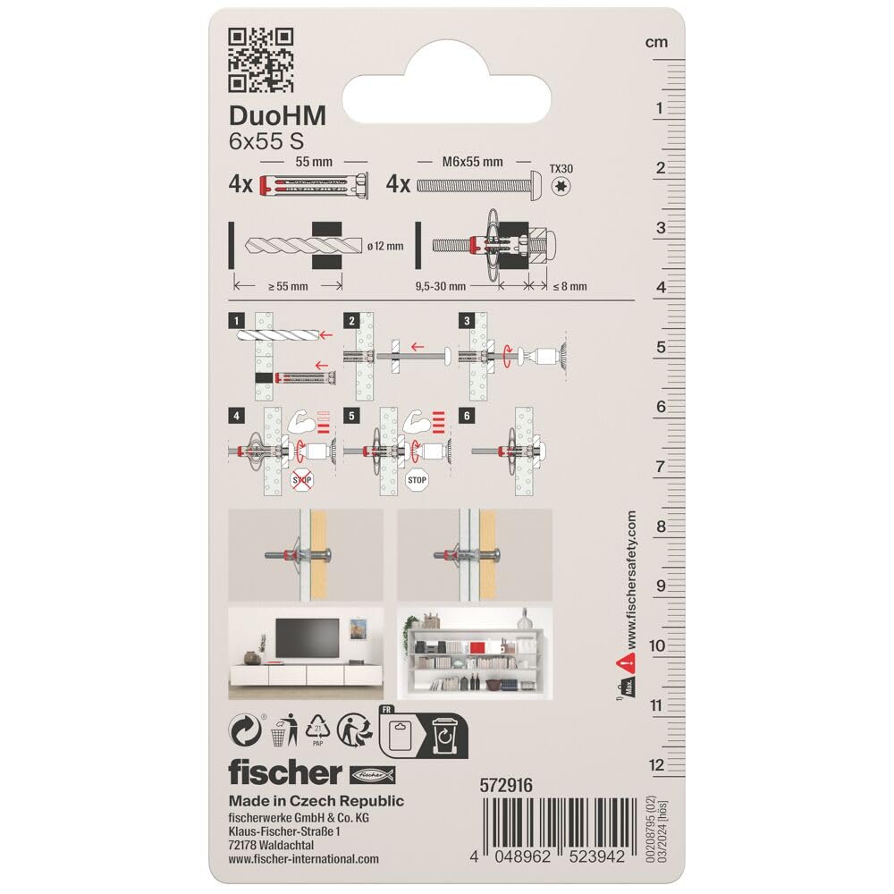 Fischer DuoHM 6x55 Tasselli Cavità con Vite per Pannelli