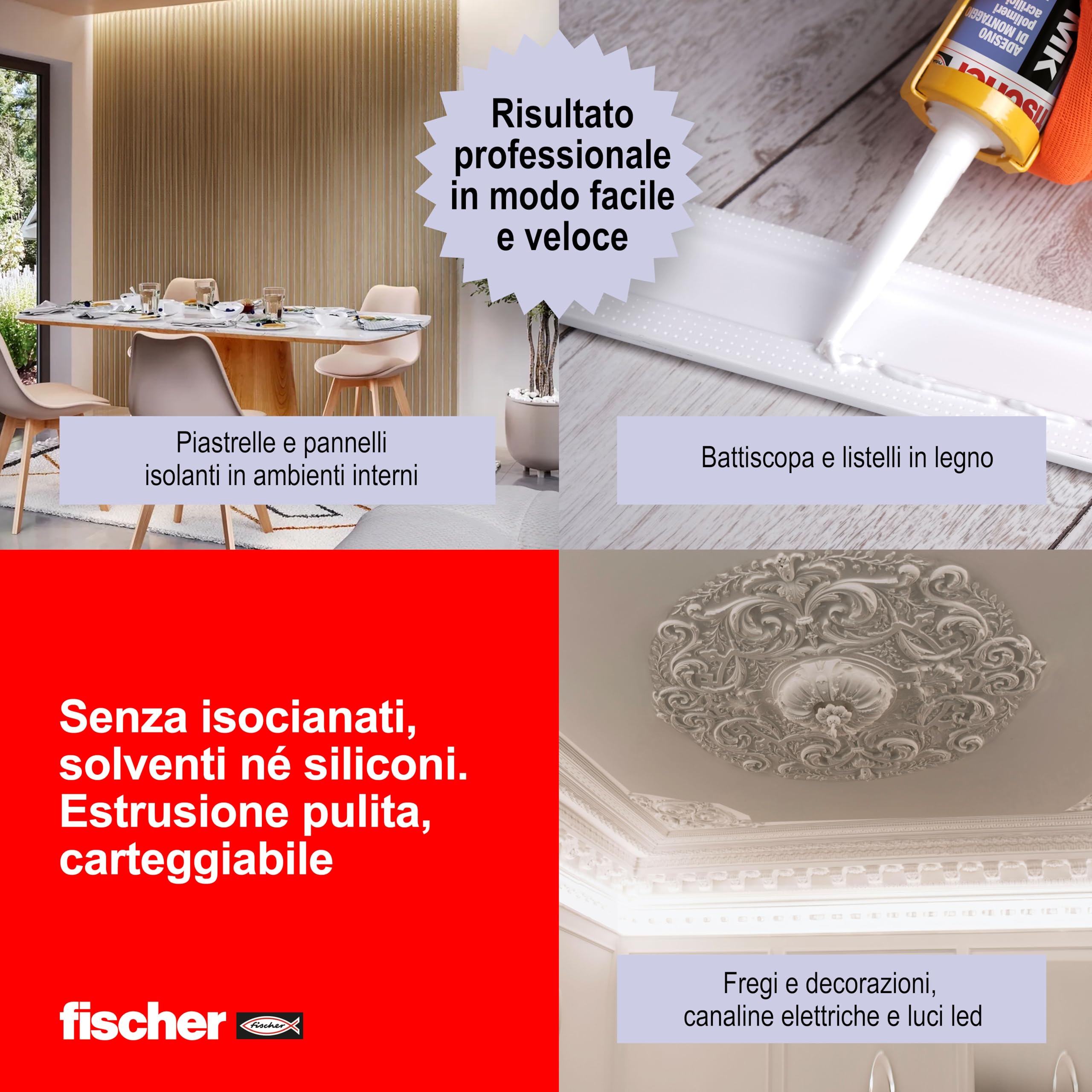 Fischer MK colla di montaggio a presa rapida 310 ml per battiscopa