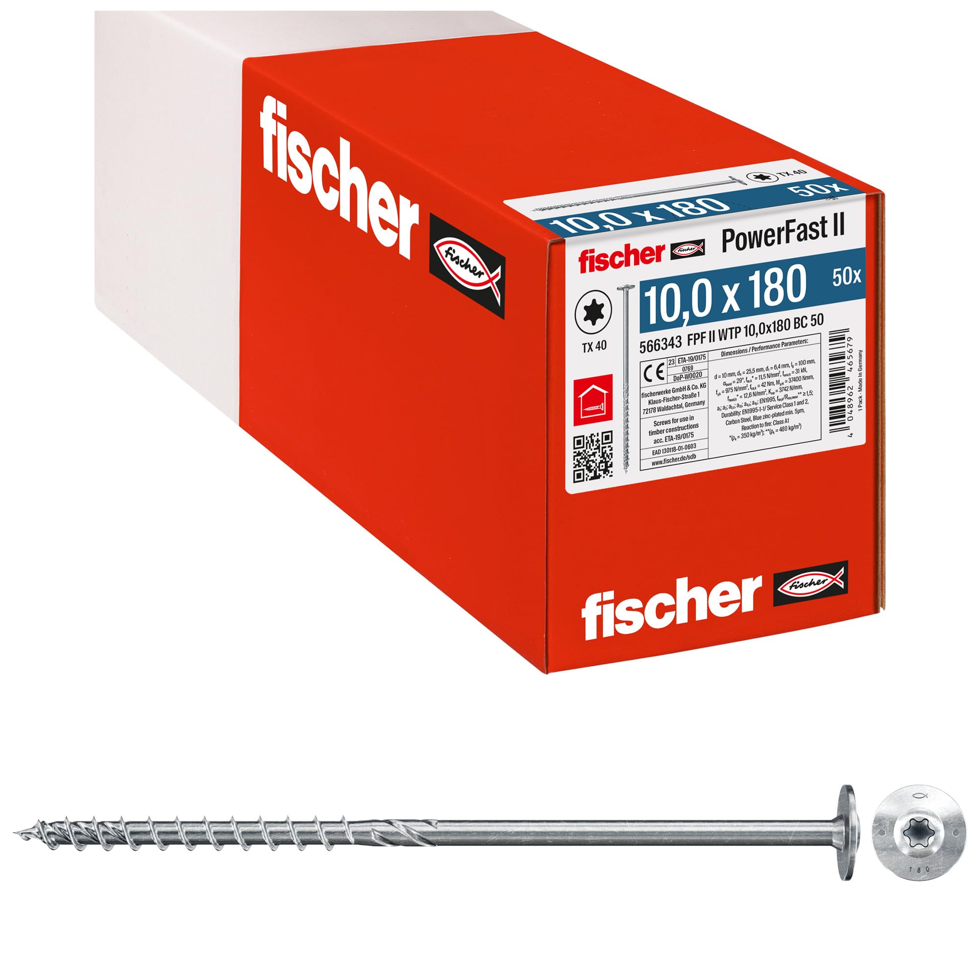 Fischer PowerFast FPF II WTP 8,0x100 viti legno 50 pz