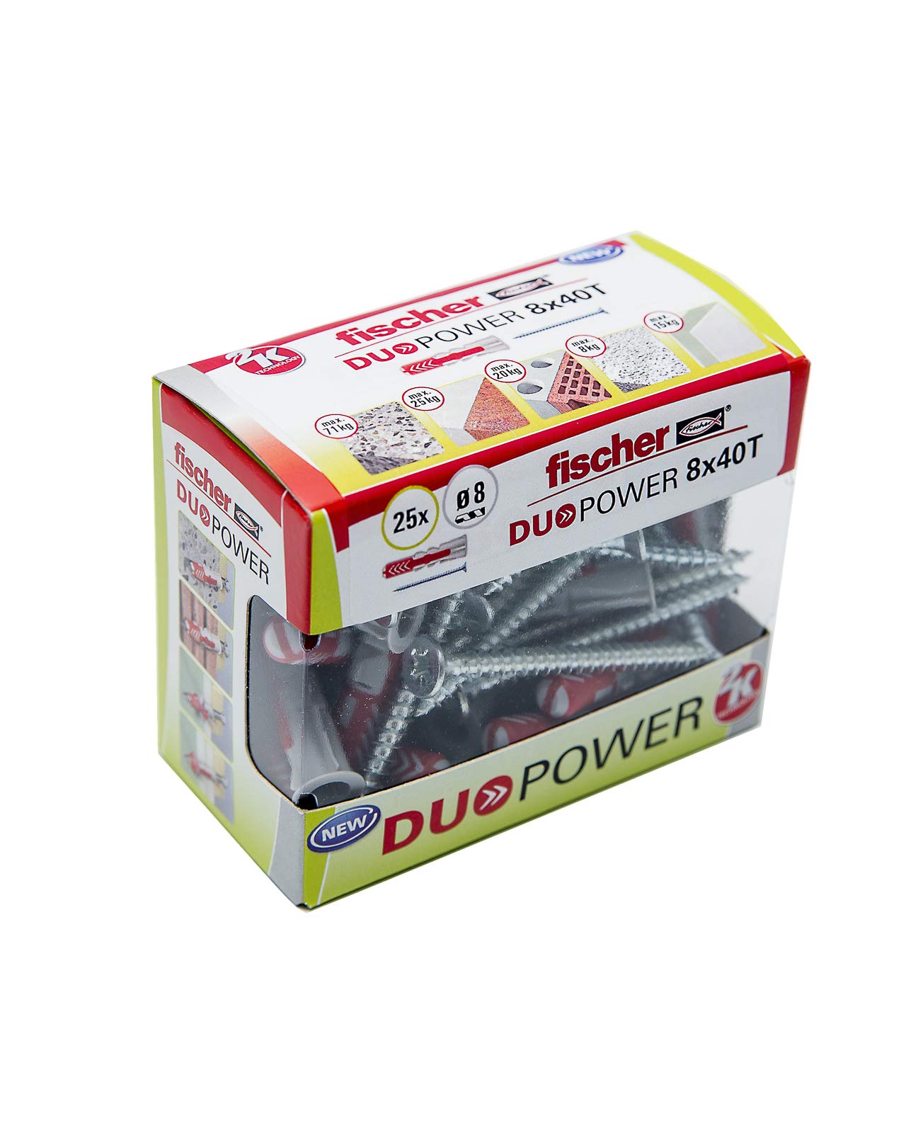 Fischer DuoPower 8x40 S tasselli con viti 25+25 pz per calcestruzzo