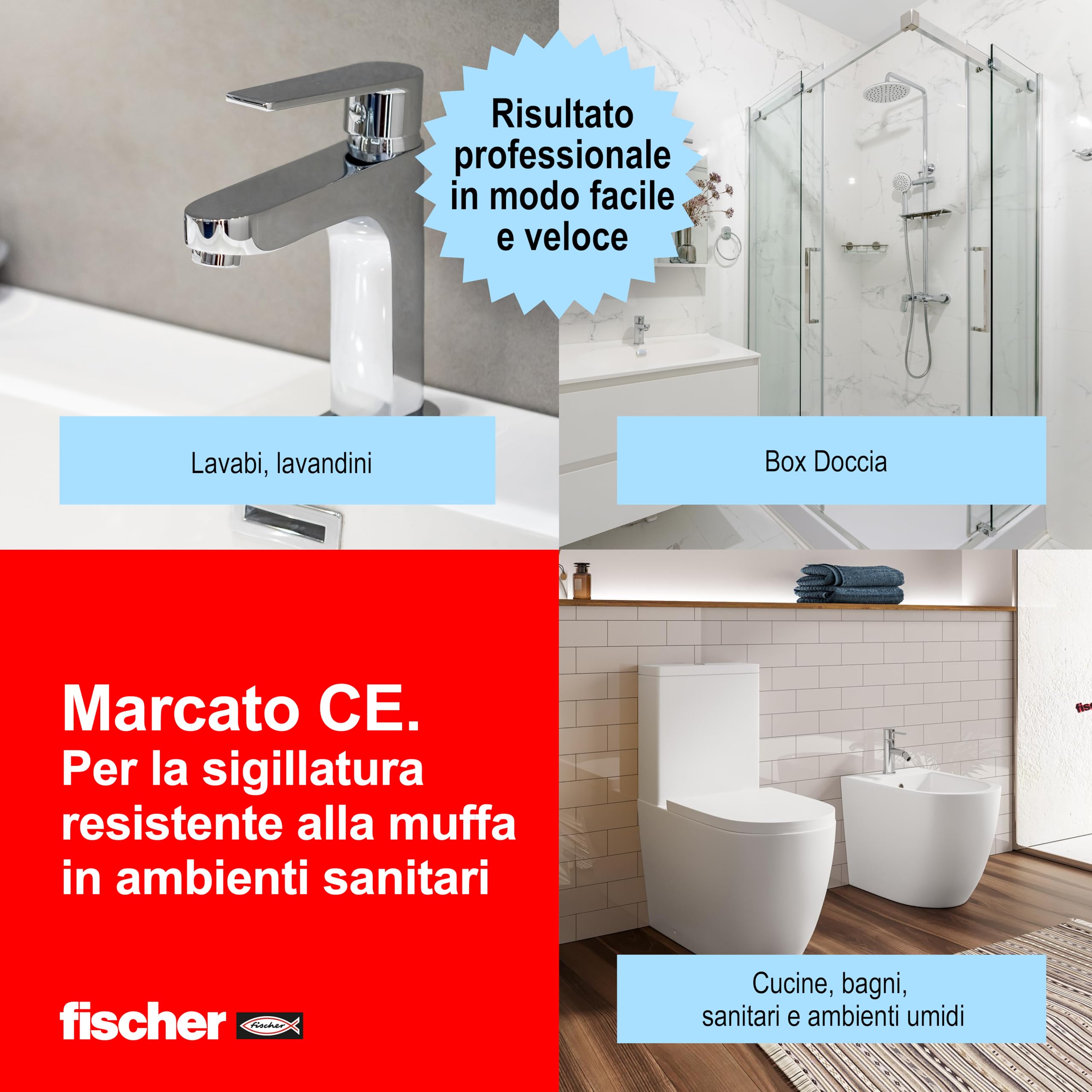 Fischer SAS 9362 silicone antimuffa trasparente 280 ml bagno