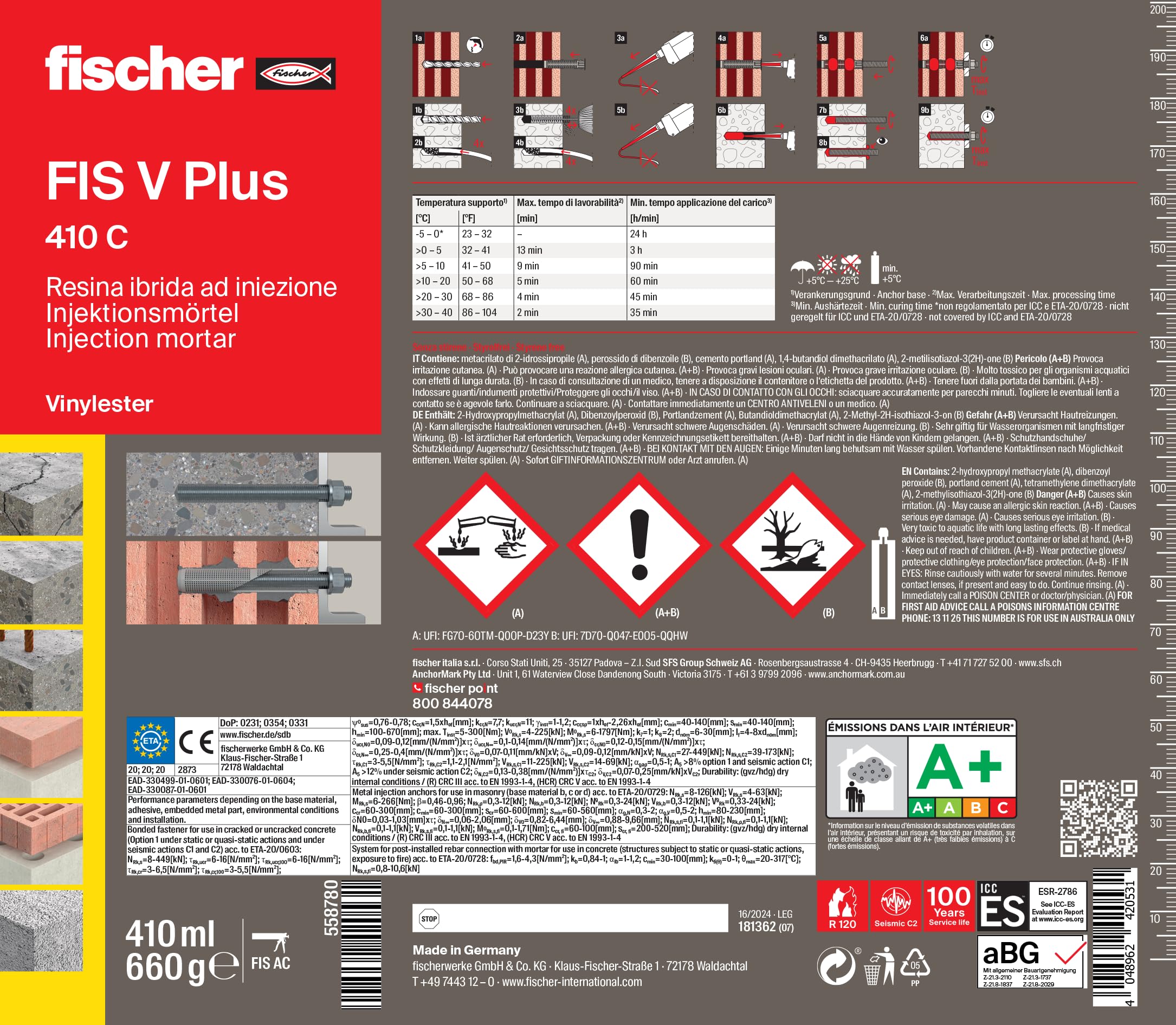 Fischer FIS V Plus 410C ancorante chimico 410 ml strutturale