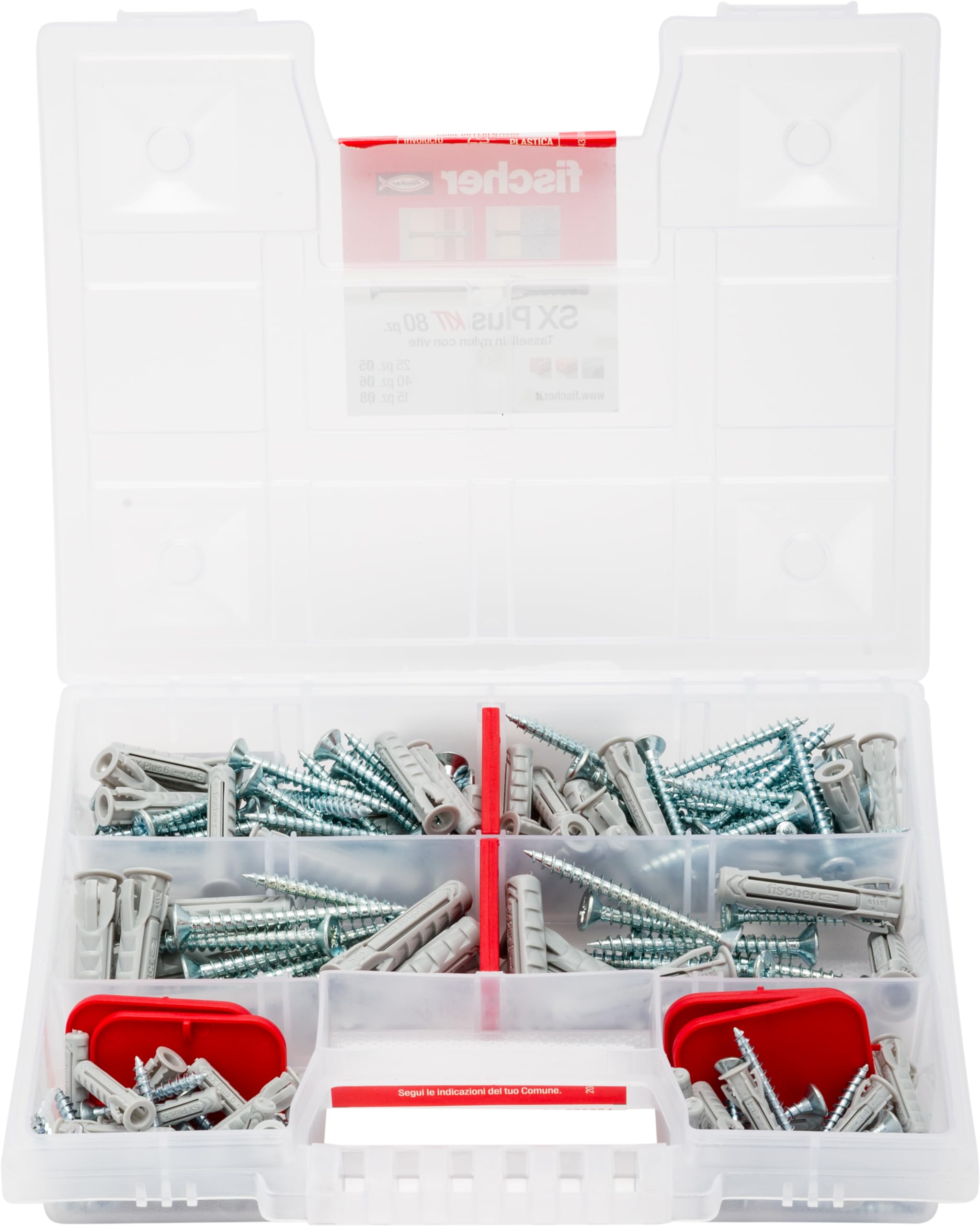 Fischer SX Plus Kit 80 Tasselli con Viti Assortiti 5-8 mm