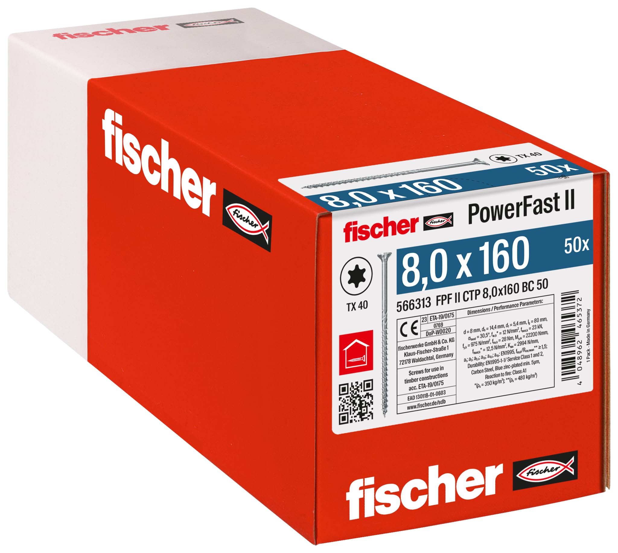 Fischer PowerFast FPF II CTP 8,0x100 viti legno 50 pz Torx