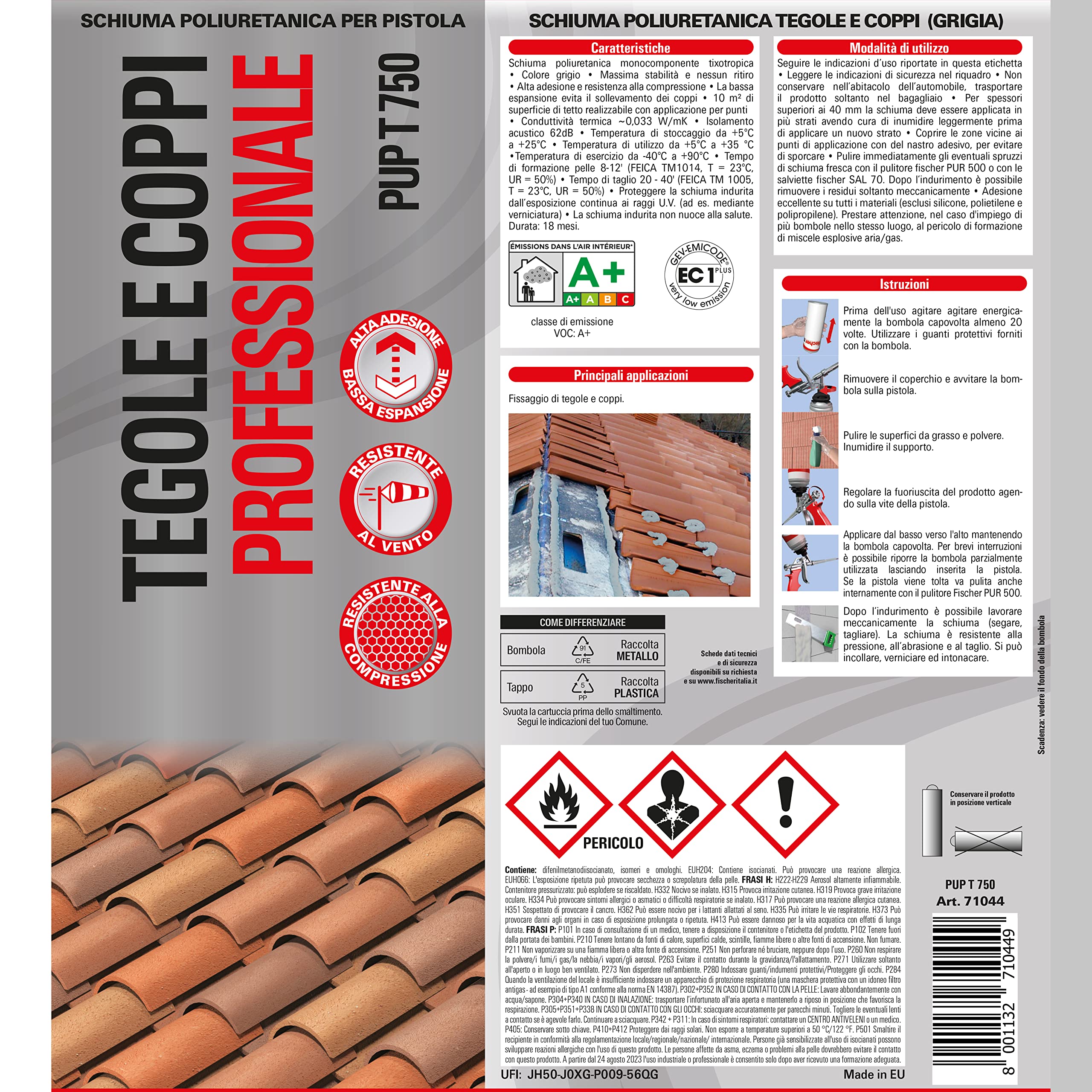 Fischer PUP T 750 Schiuma Poliuretanica Tegole 750 ml