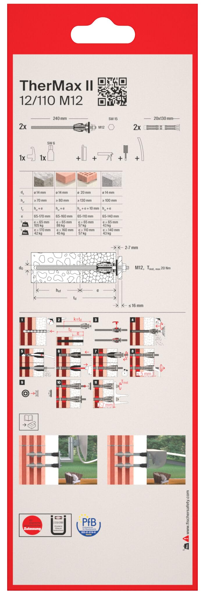 Fischer TherMax II 12/110 M12 fissaggio cappotto 2 pezzi