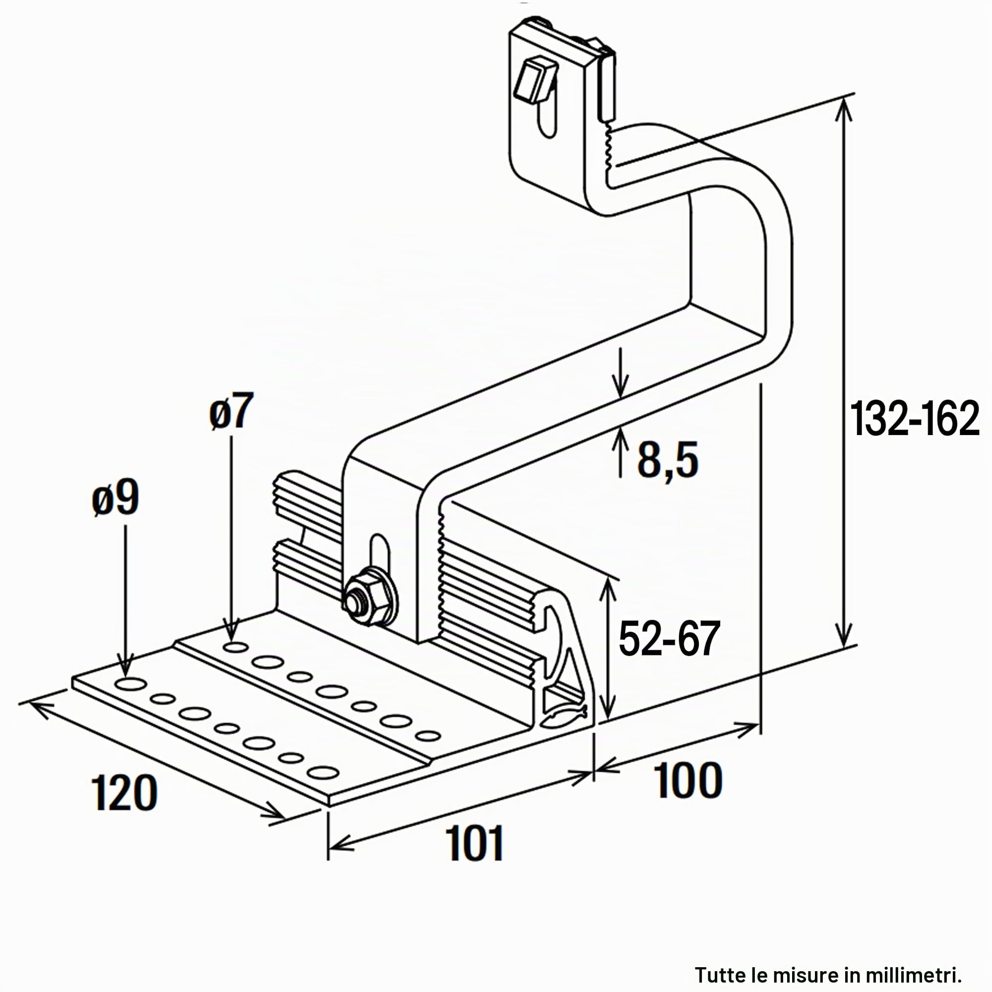 Fischer RH 52-67 VB gancio tetto 10 pz verticale alluminio