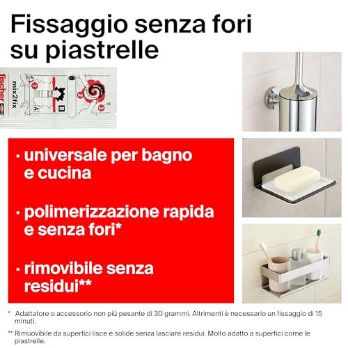 Fischer Colla Bagno kit fissaggio piastrelle 4x4g senza forare