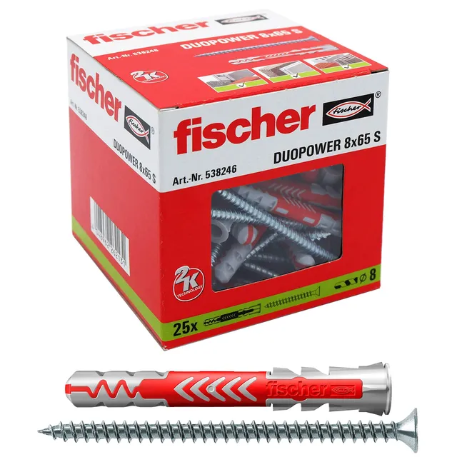 Fischer DuoPower 8x65 tasselli universali con vite 25 pezzi
