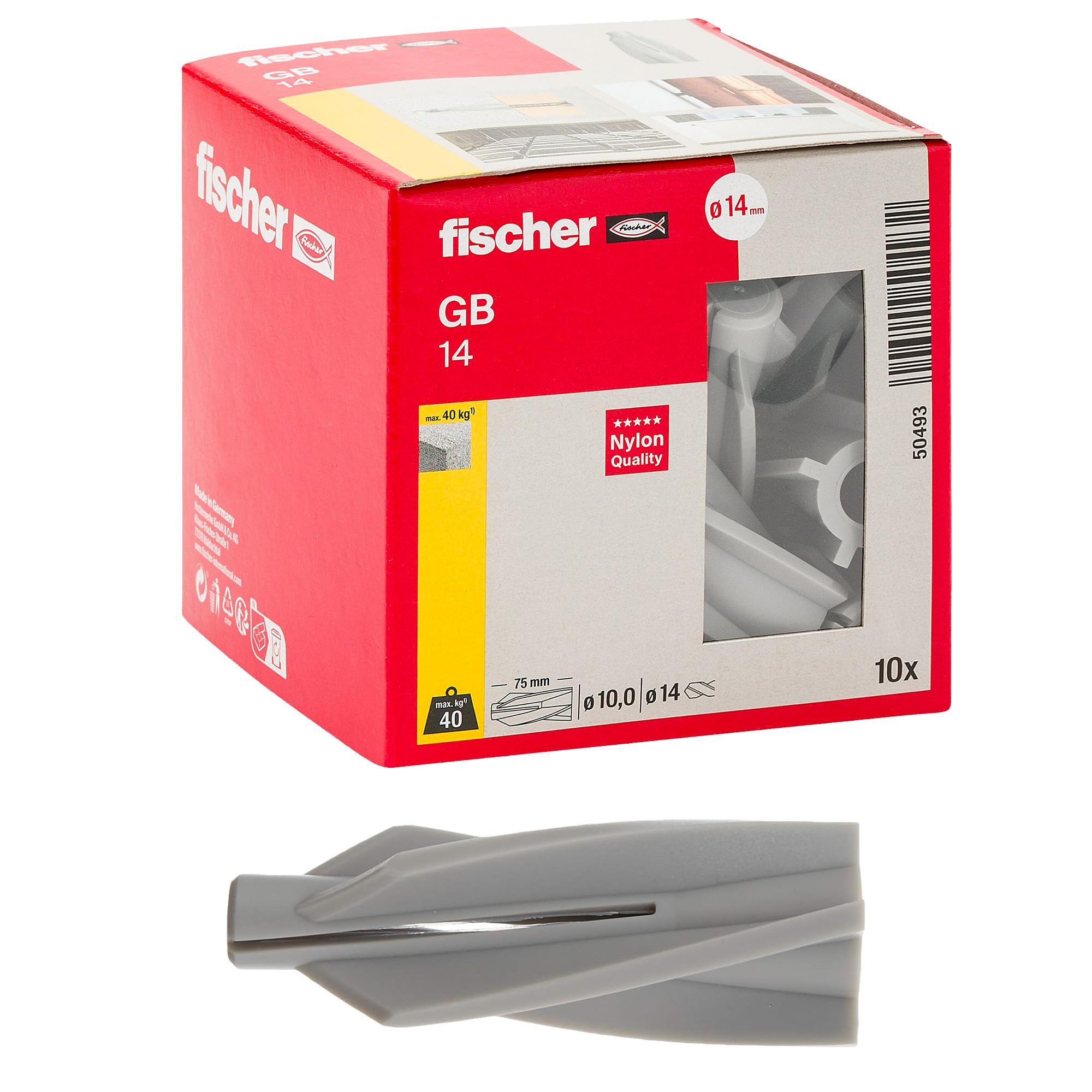 Fischer GB 10 tasselli gasbeton foro 10 mm 20 pz