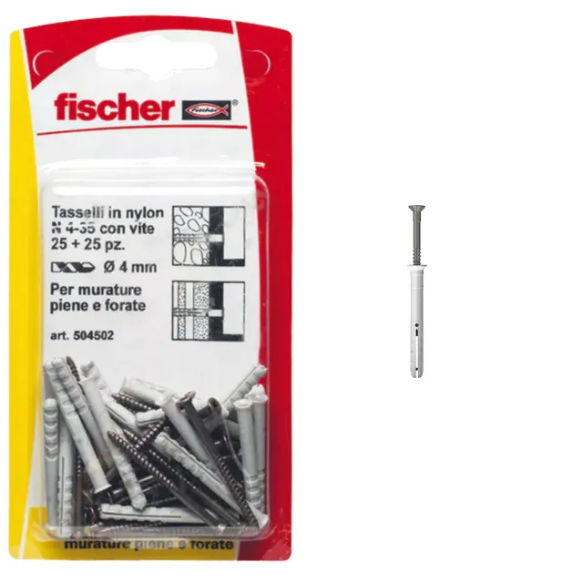 Fischer N 4x35 mm tasselli battiscopa 25 pezzi percussione