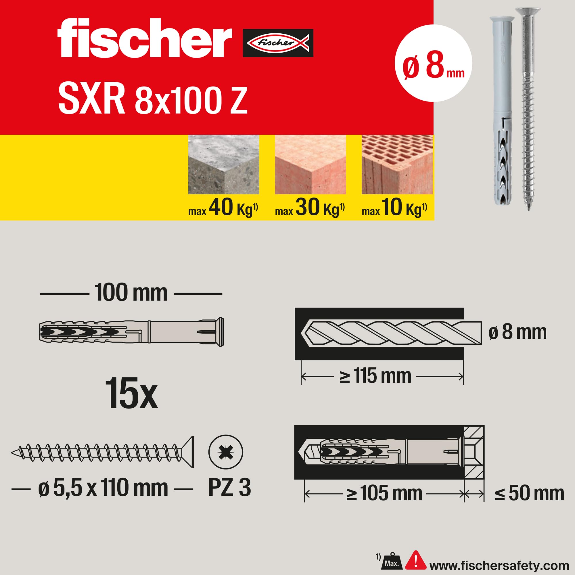 Fischer SXR 8x100 Z tasselli prolungati con vite
