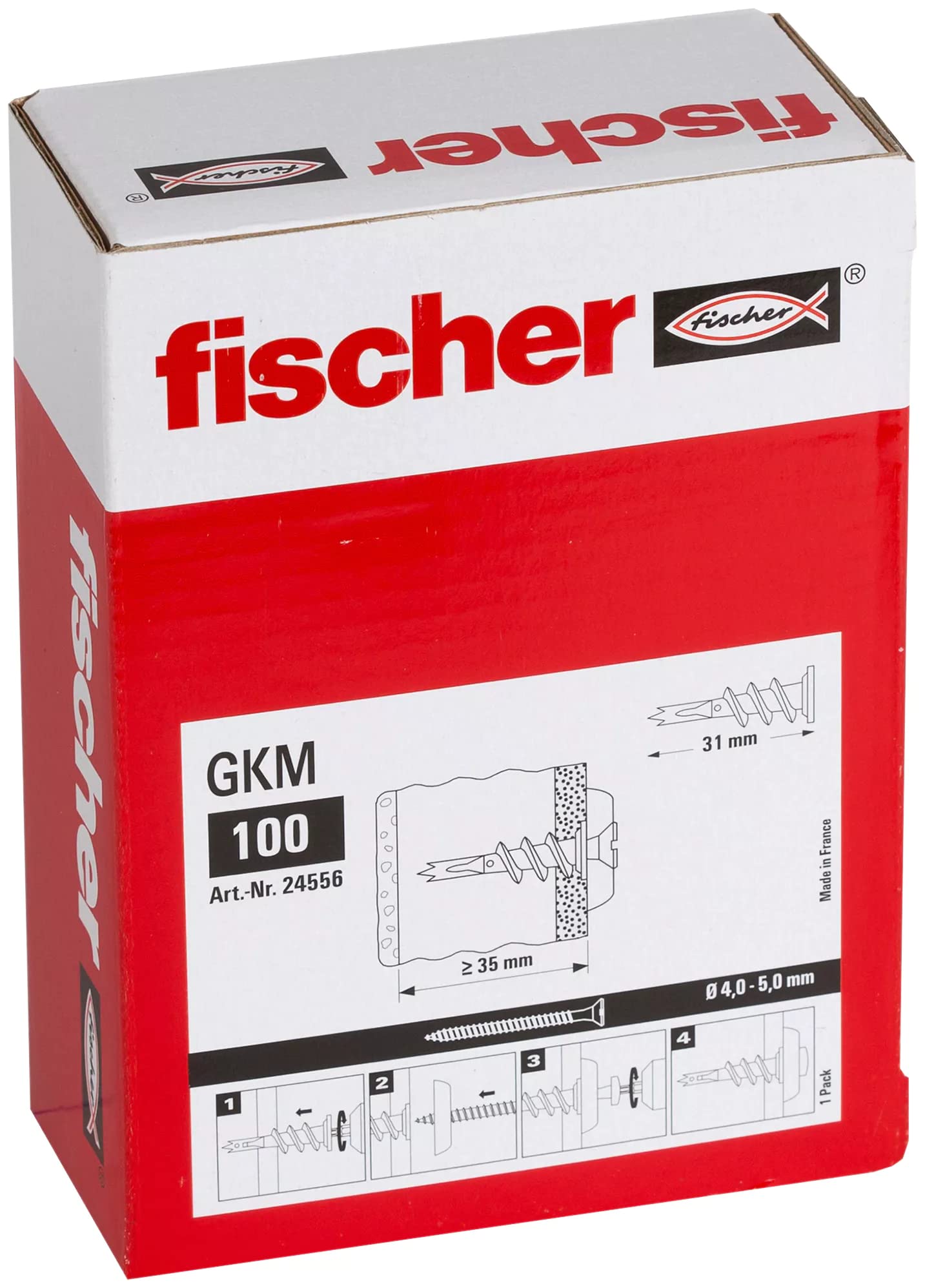 Fischer GKM Tassello Cartongesso Metallo 100 Pz Senza Viti Autofilettante
