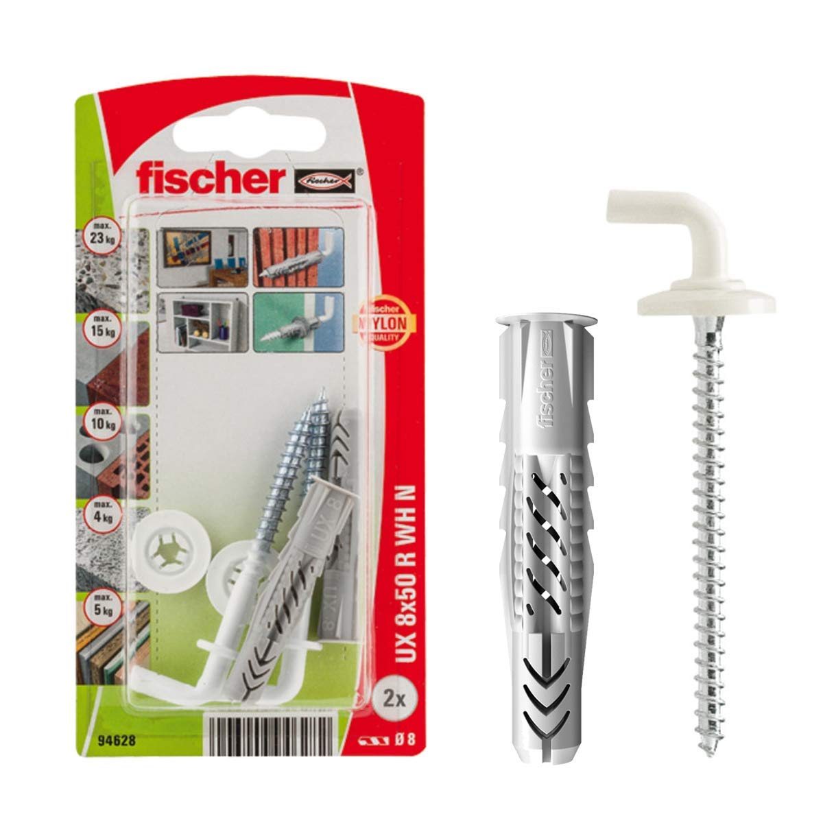 Fischer UX 8x50 Tasselli con Ganci 2 pz per Cartongesso