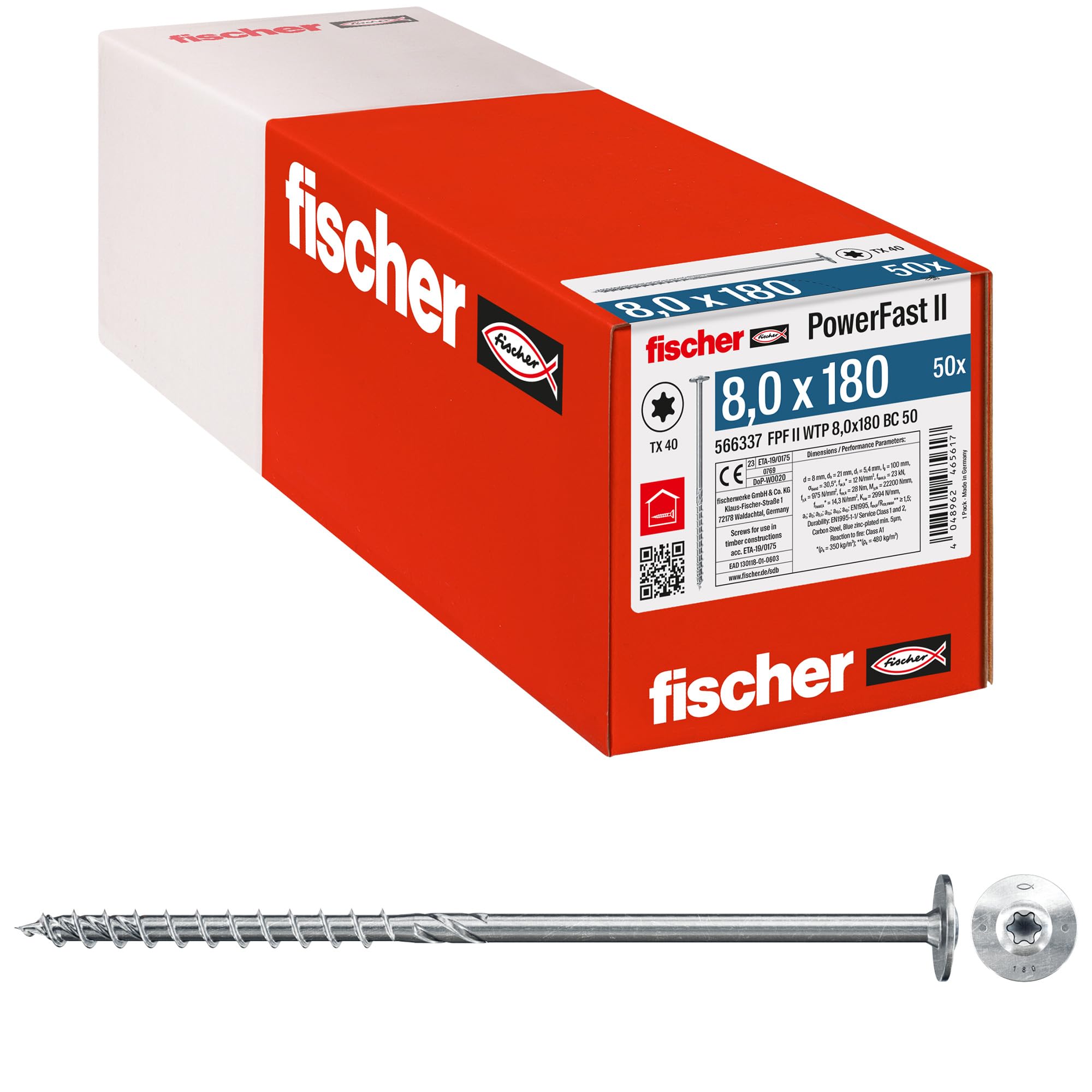 Fischer PowerFast FPF II WTP 8,0x100 viti legno 50 pz