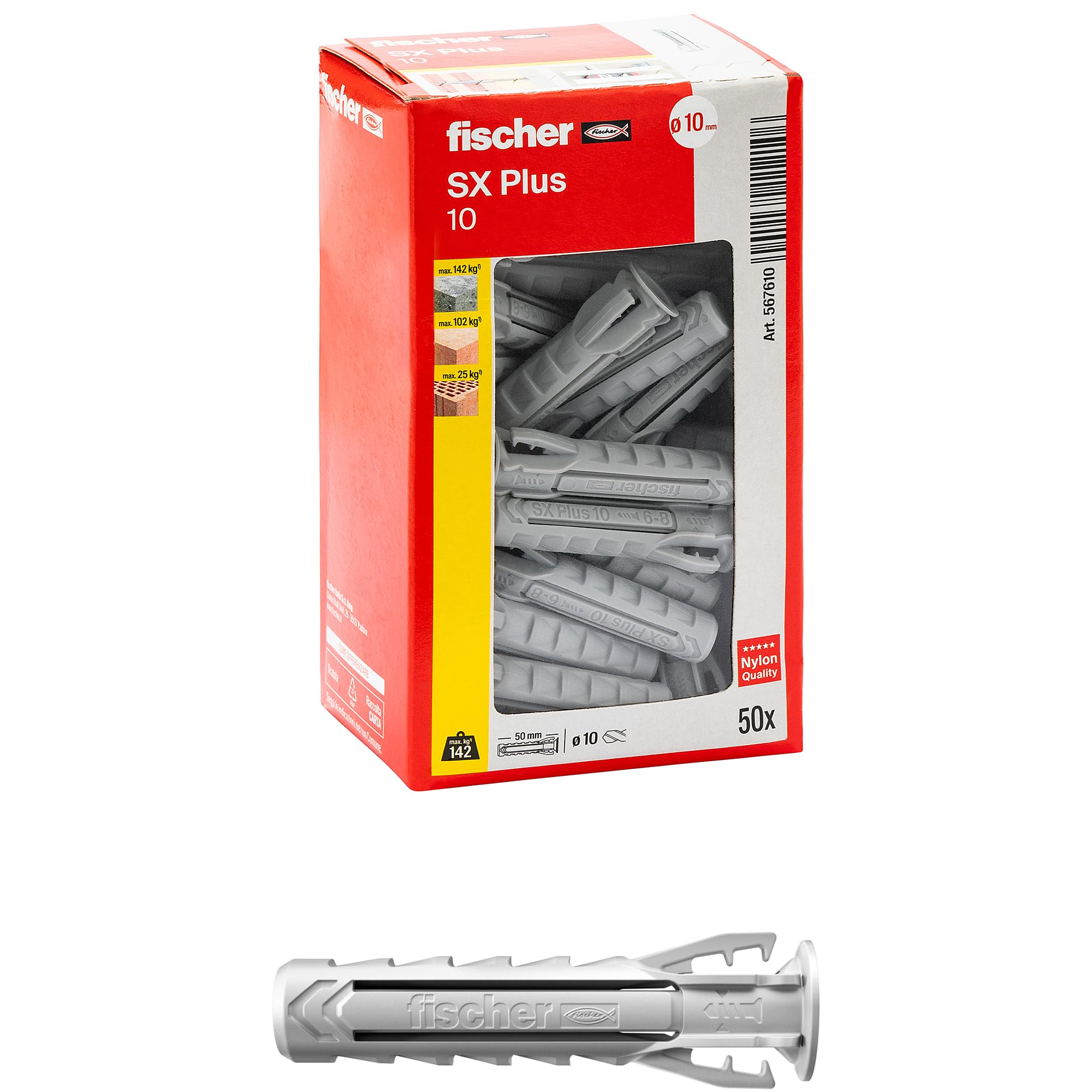 Fischer SX Plus 6x30 tassello con vite testa cilindrica per muro