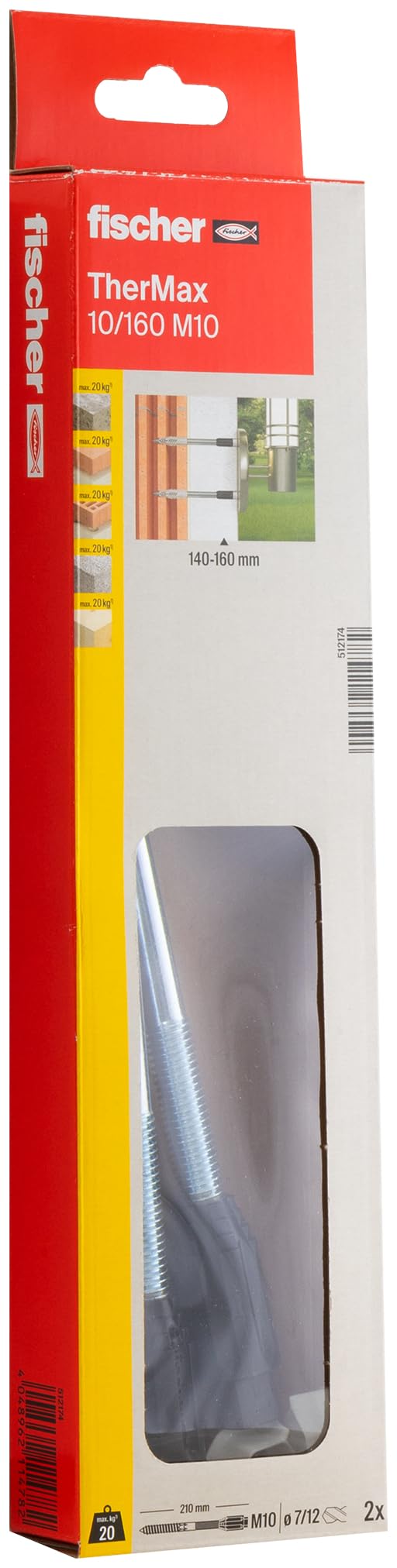 Fischer Thermax 8/120 M6 Tassello Cappotto 2 Pz max 120 mm