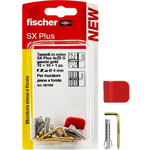 Fischer Ganci Appendi Quadri Ottonati con Tasselli 4 mm 10 Pz