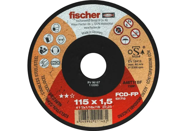 Fischer FCD-FP 115x1,5 INOX disco taglio 115 mm