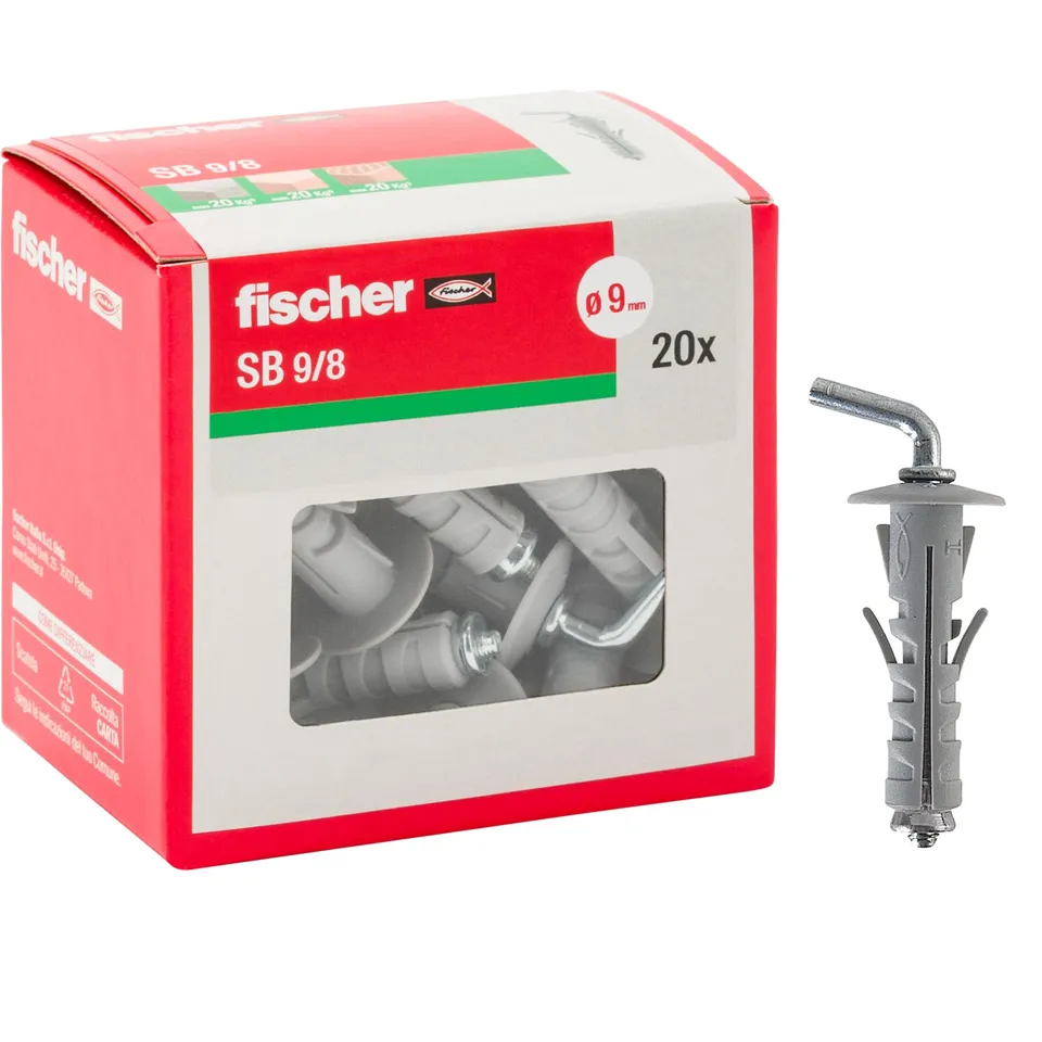Fischer SB 9 tasselli universali con gancio corto 20 pezzi
