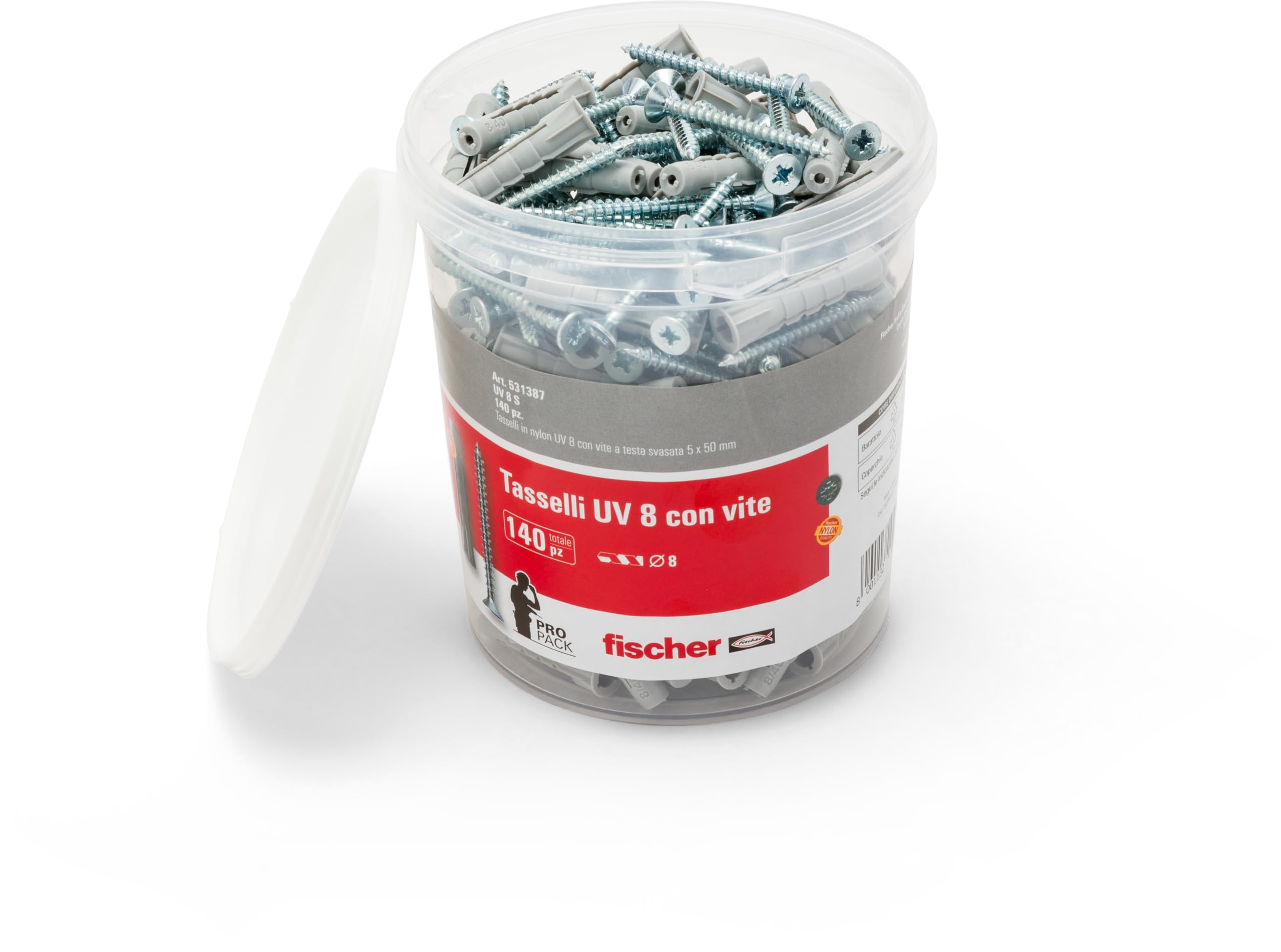 Fischer UV 10 S tasselli con vite 50 pz 10x50 per mattoni