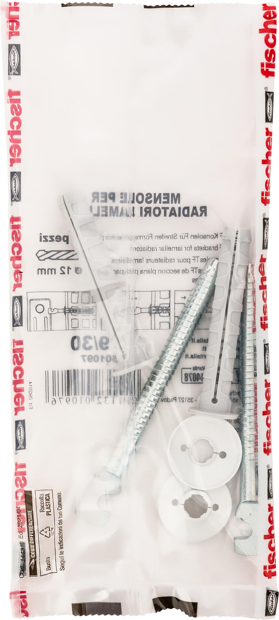 Fischer TF 9/30 mensola radiatore bianca 85x27mm 2 pezzi