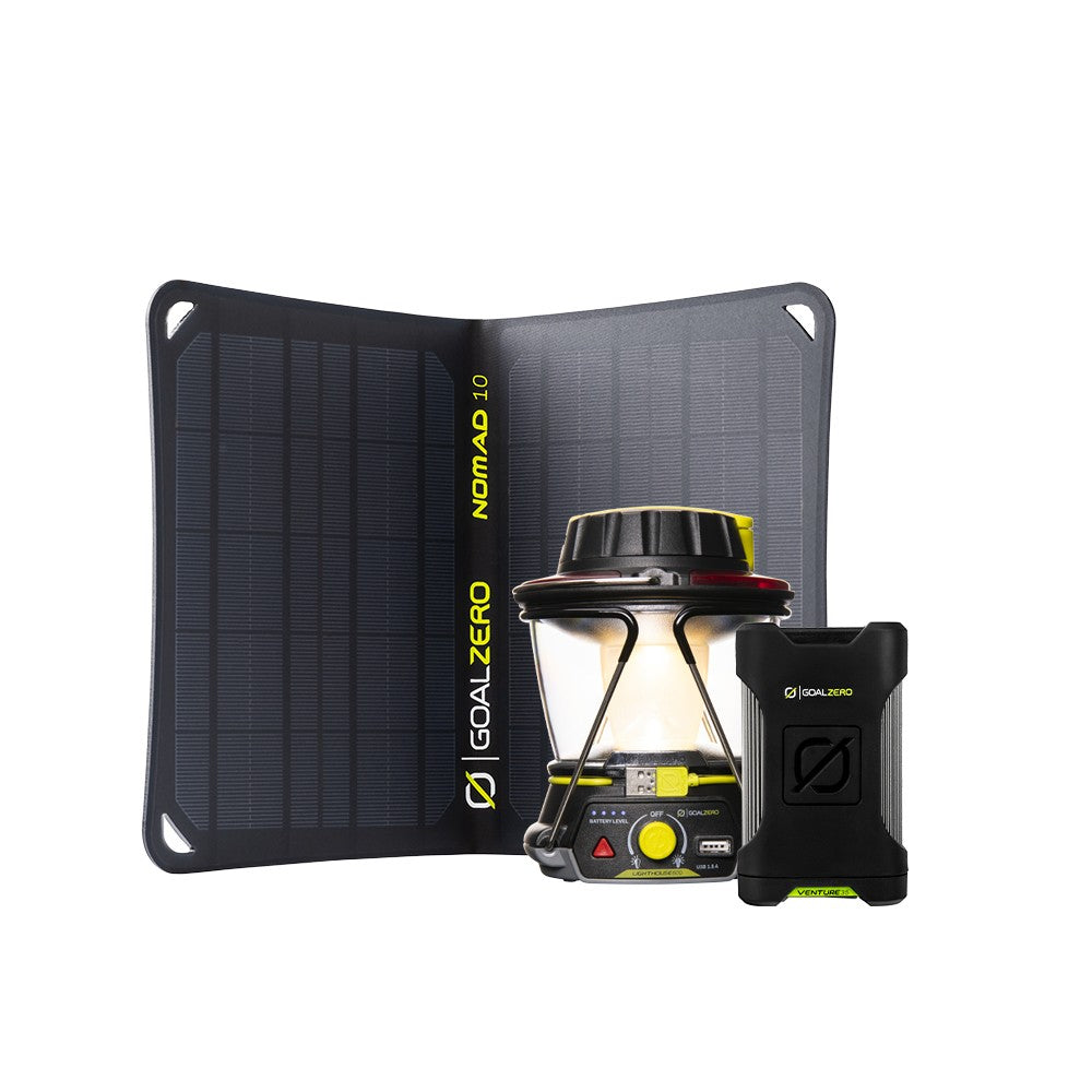 GoalZero Venture 35 + Nomad 10 + Lighthouse 600 kit solare
