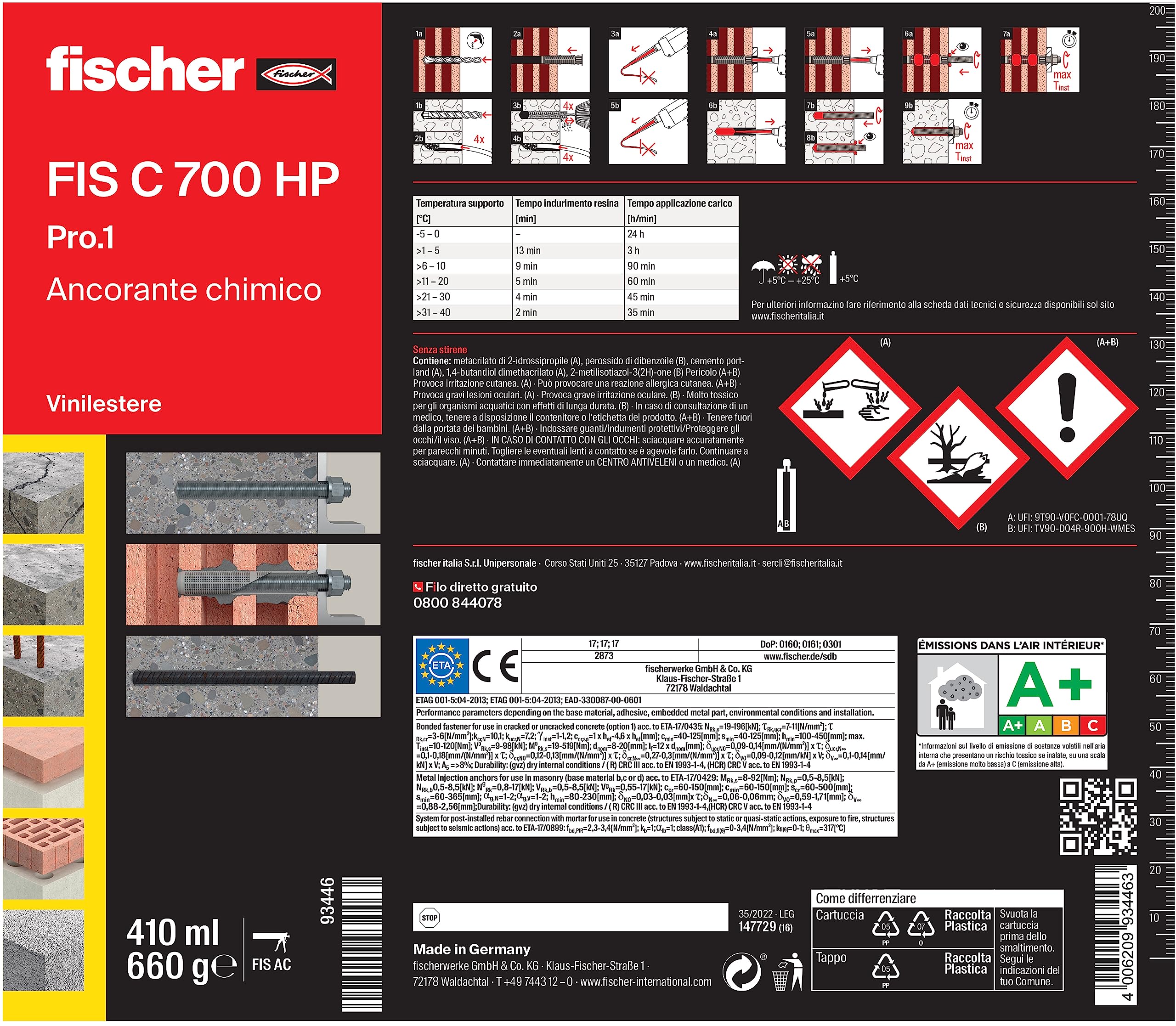 Fischer FIS C 700 HP Pro.1 Resina Chimica Ibrida 410 ml