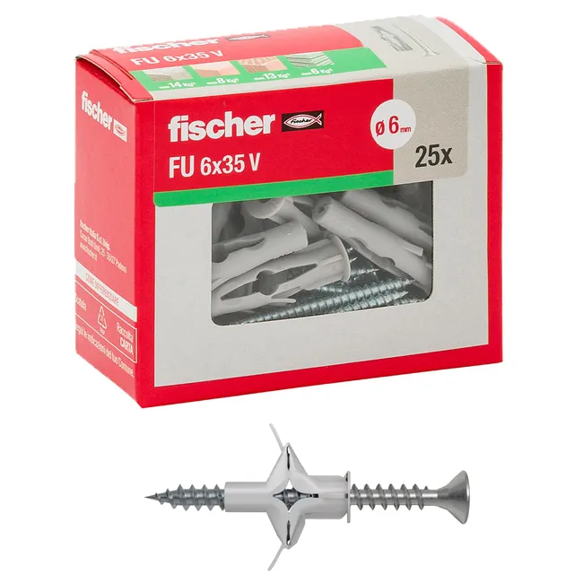 Fischer FU 6x35 tasselli farfalla 25 pezzi con viti