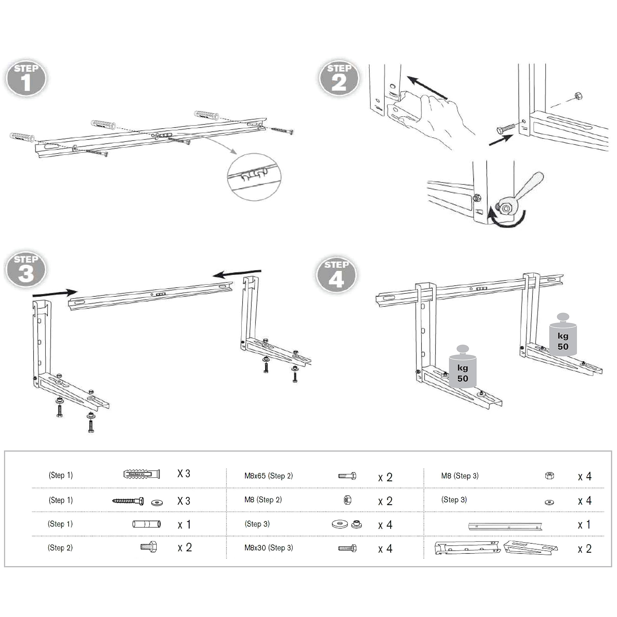 Fischer KLIMA KLIK 420 staffe climatizzatore 42 cm antivibranti