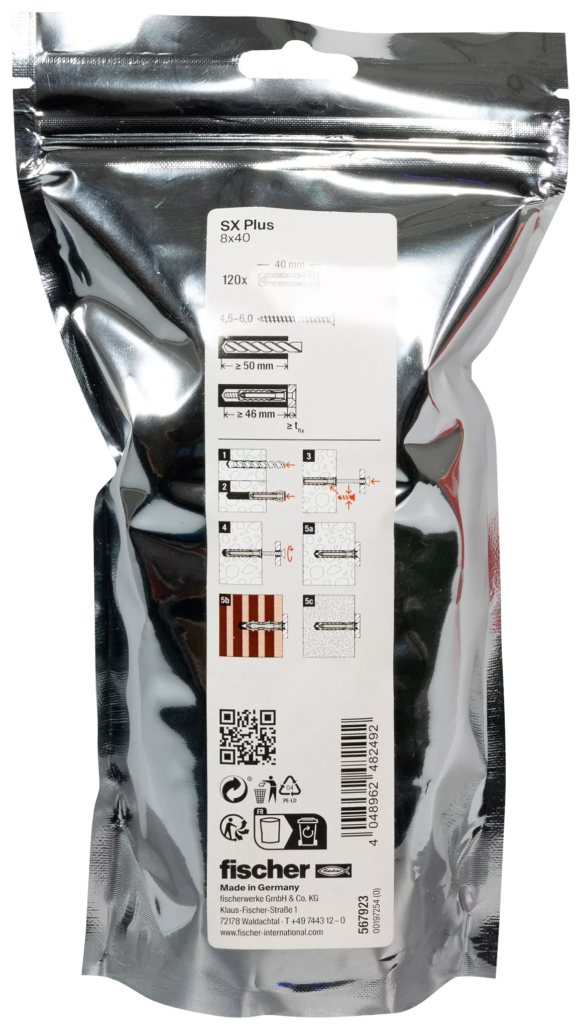 Fischer SX Plus 8x40 tasselli 120 pezzi muro pieno forato