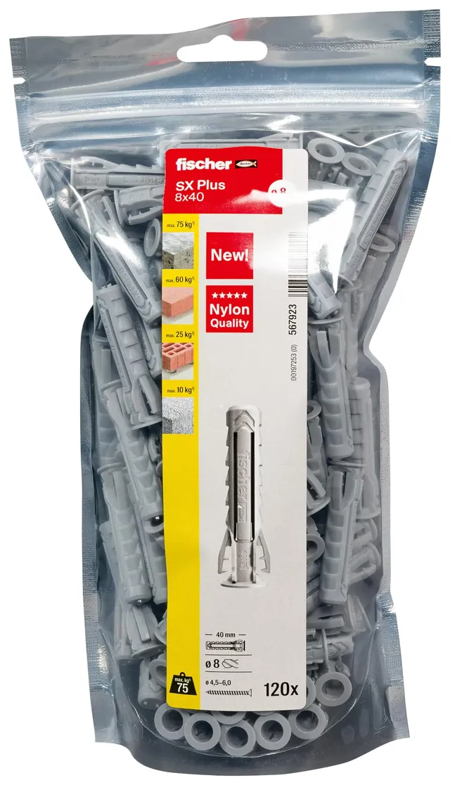 Fischer SX Plus 8x40 tasselli 120 pezzi muro pieno forato