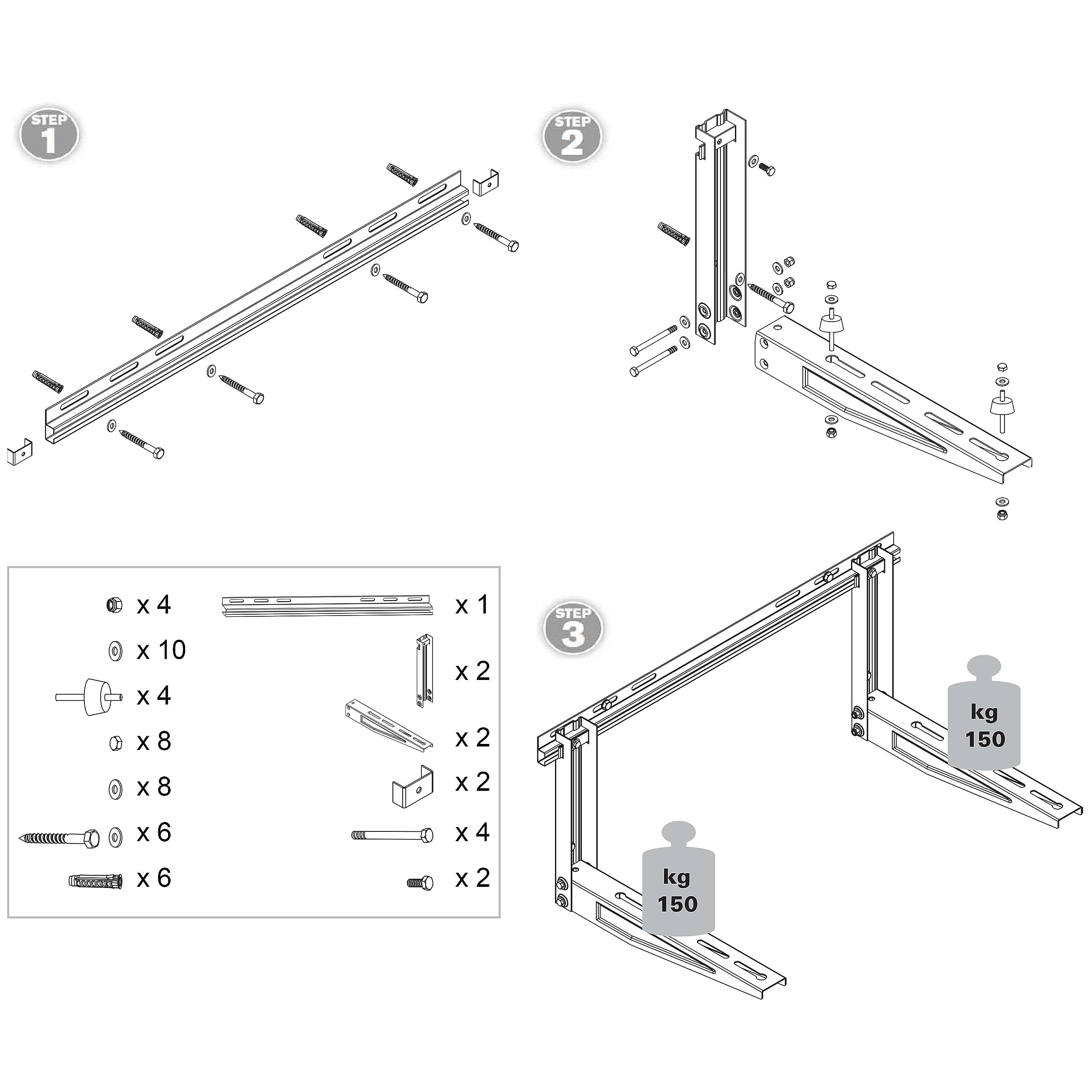 Fischer Klima Heavy staffe climatizzatore 560 mm con fissaggi