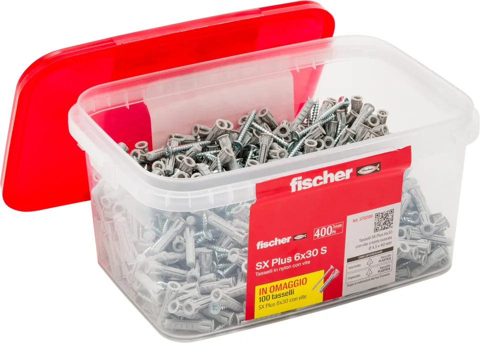 Fischer SX Plus 6x30 Tasselli con Viti 800 Pz calcestruzzo