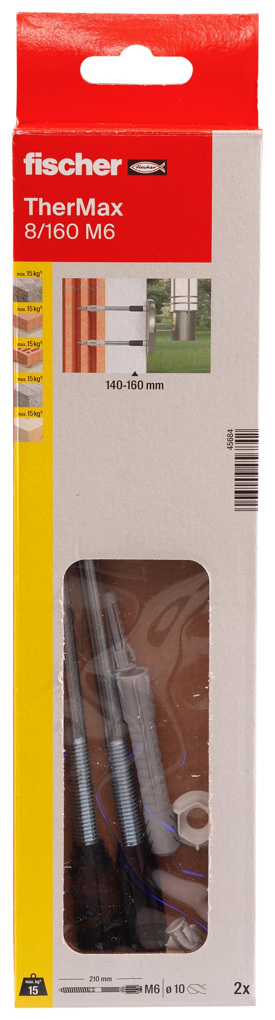 Fischer Thermax 8/180 M6 Tasselli Cappotto 180 mm 2 Kit