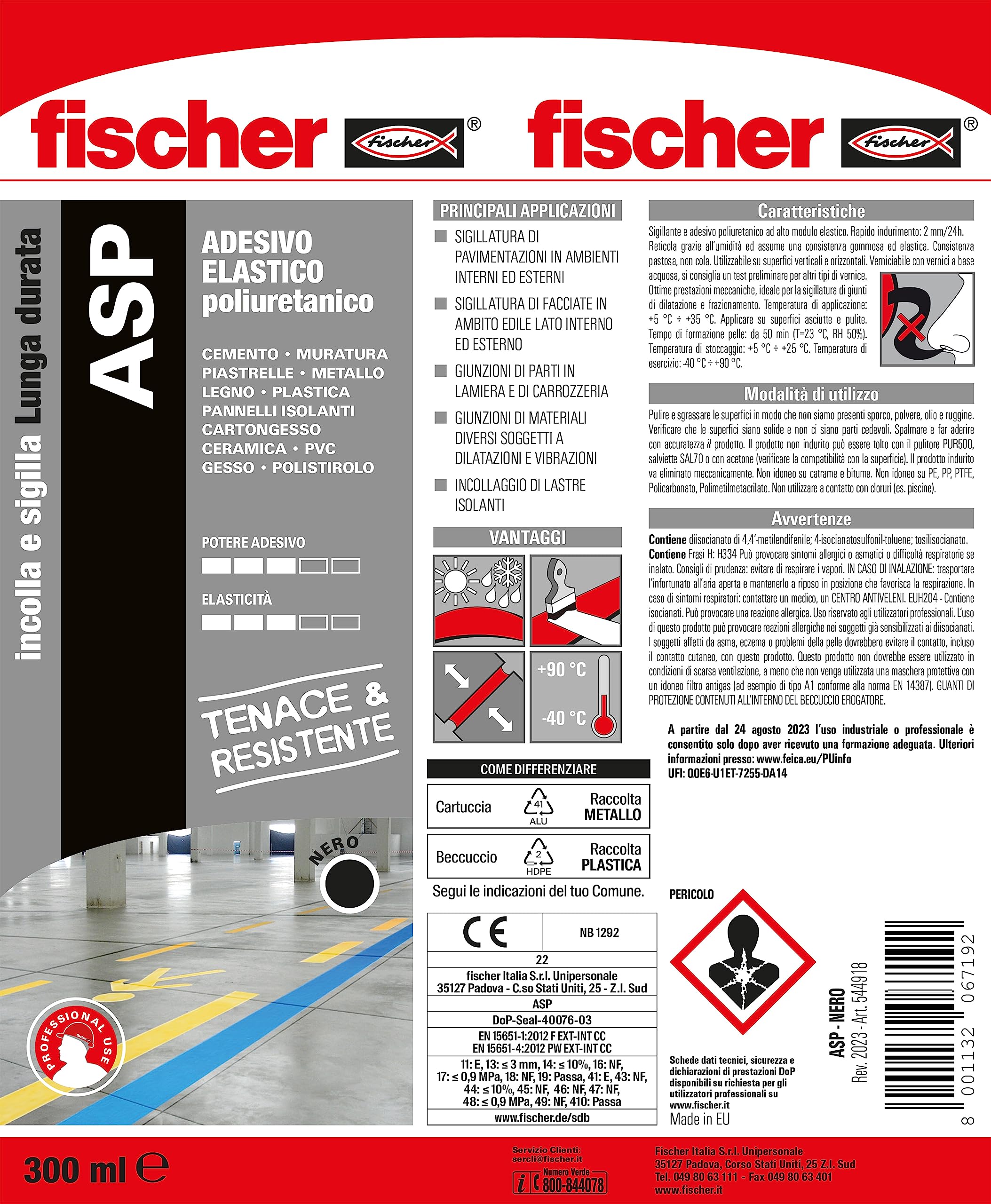 Fischer ASP adesivo sigillante nero 300 ml