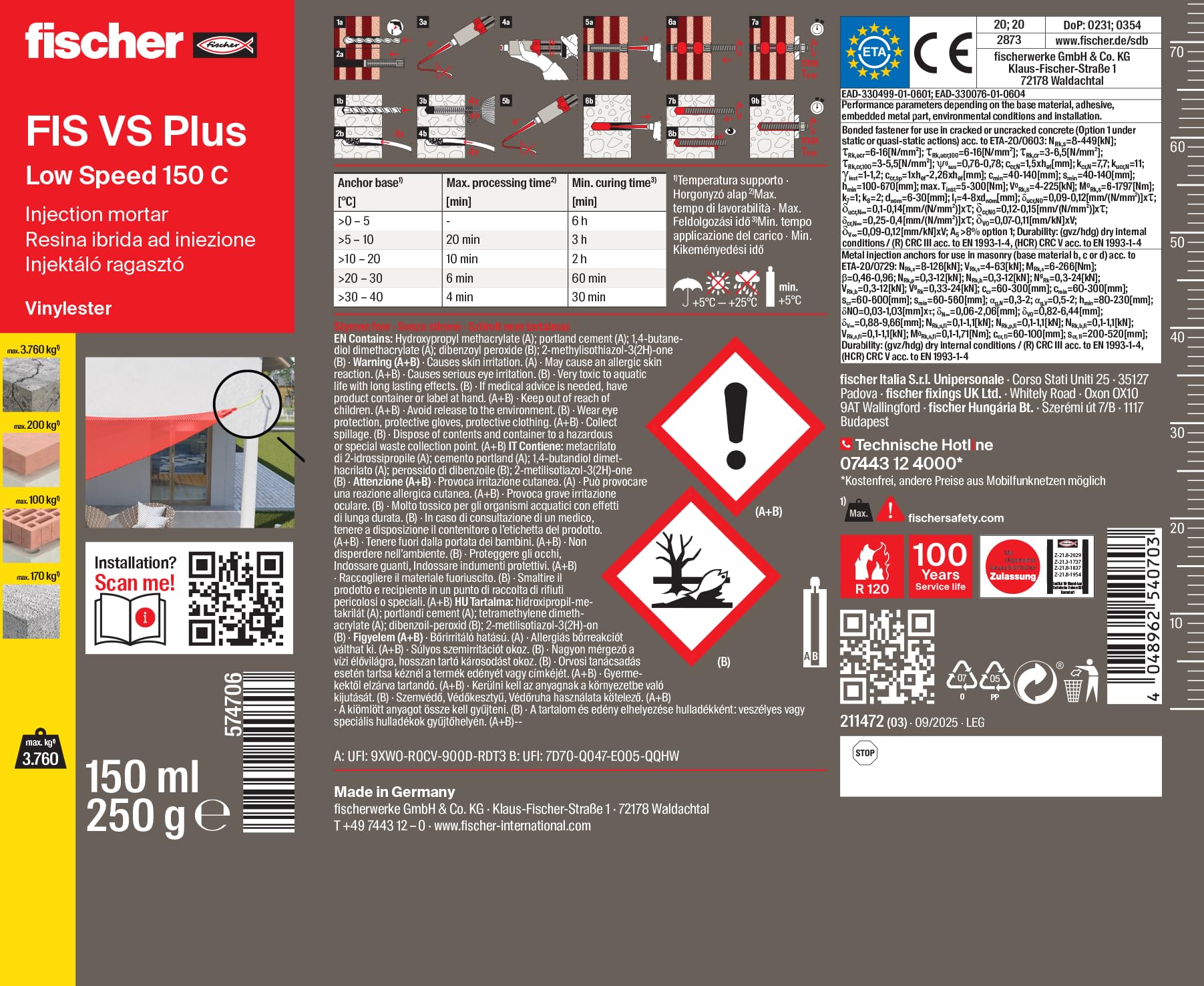 Fischer PowerPack FIS VS Plus Ancorante Chimico 150 ml universale